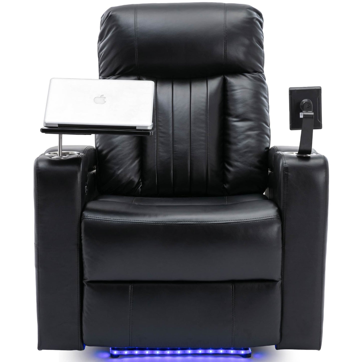 Ultimate Comfort Power Recliner with Storage Arms and Swivel Tray Table, Black