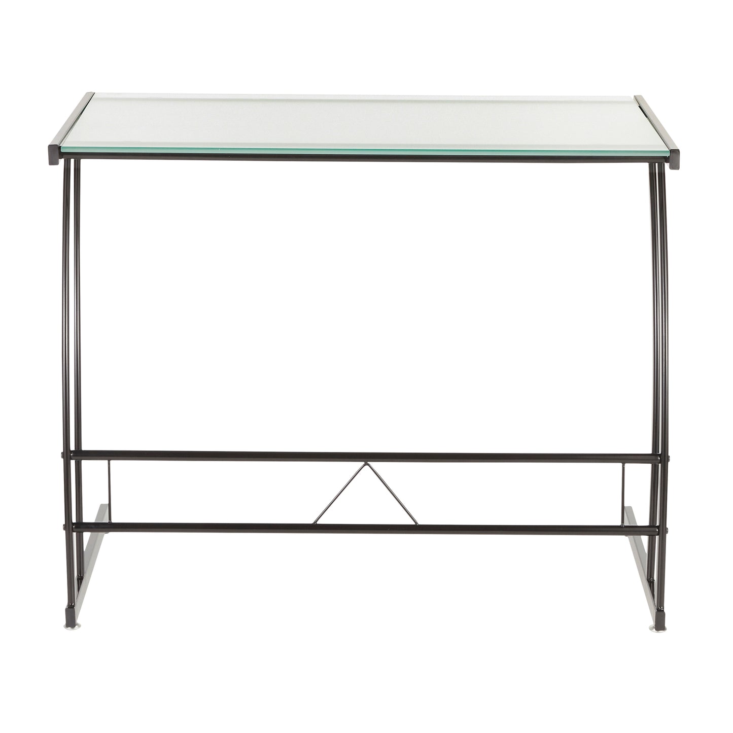 Modern White Glass-Top Desk with Black Metal Frame for Workspace by LumiSource