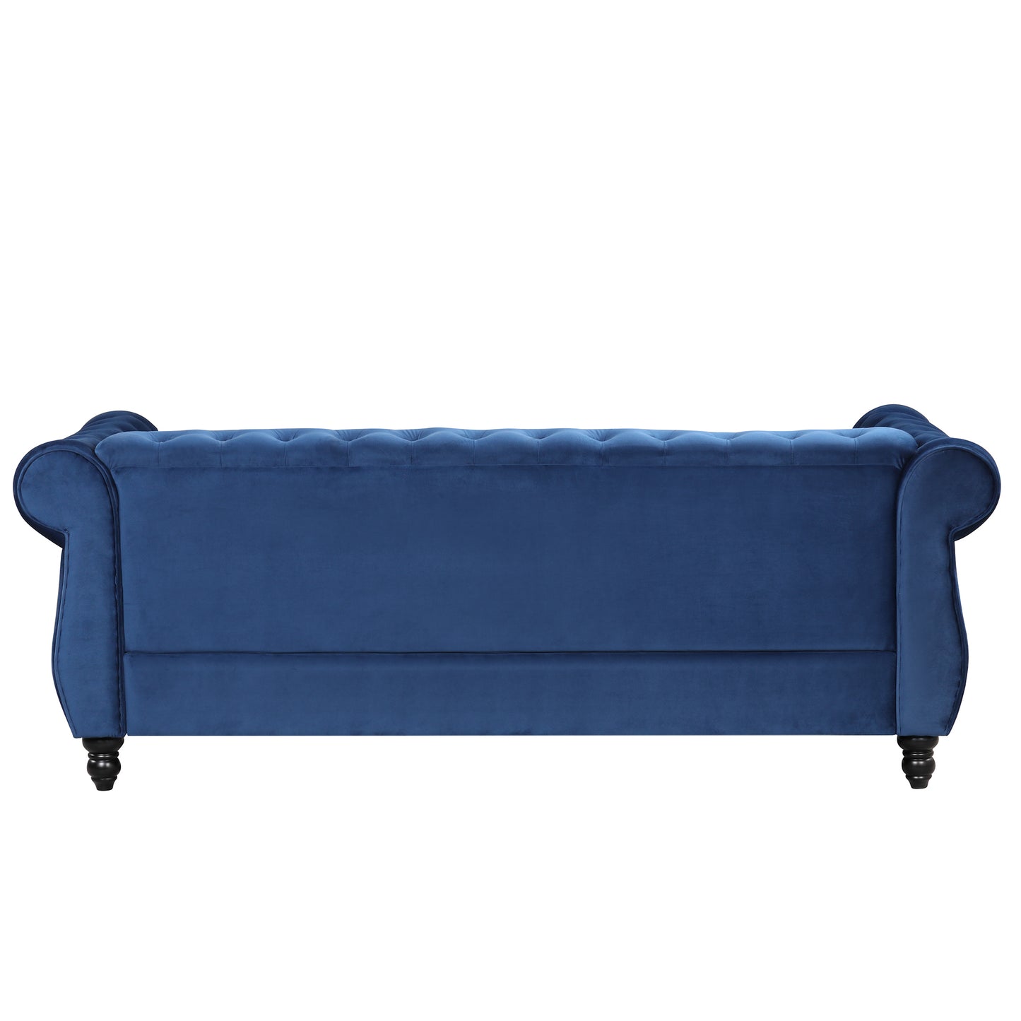 82-Inch Modern Plush Blue Sofa with Buttoned Tufted Backrest