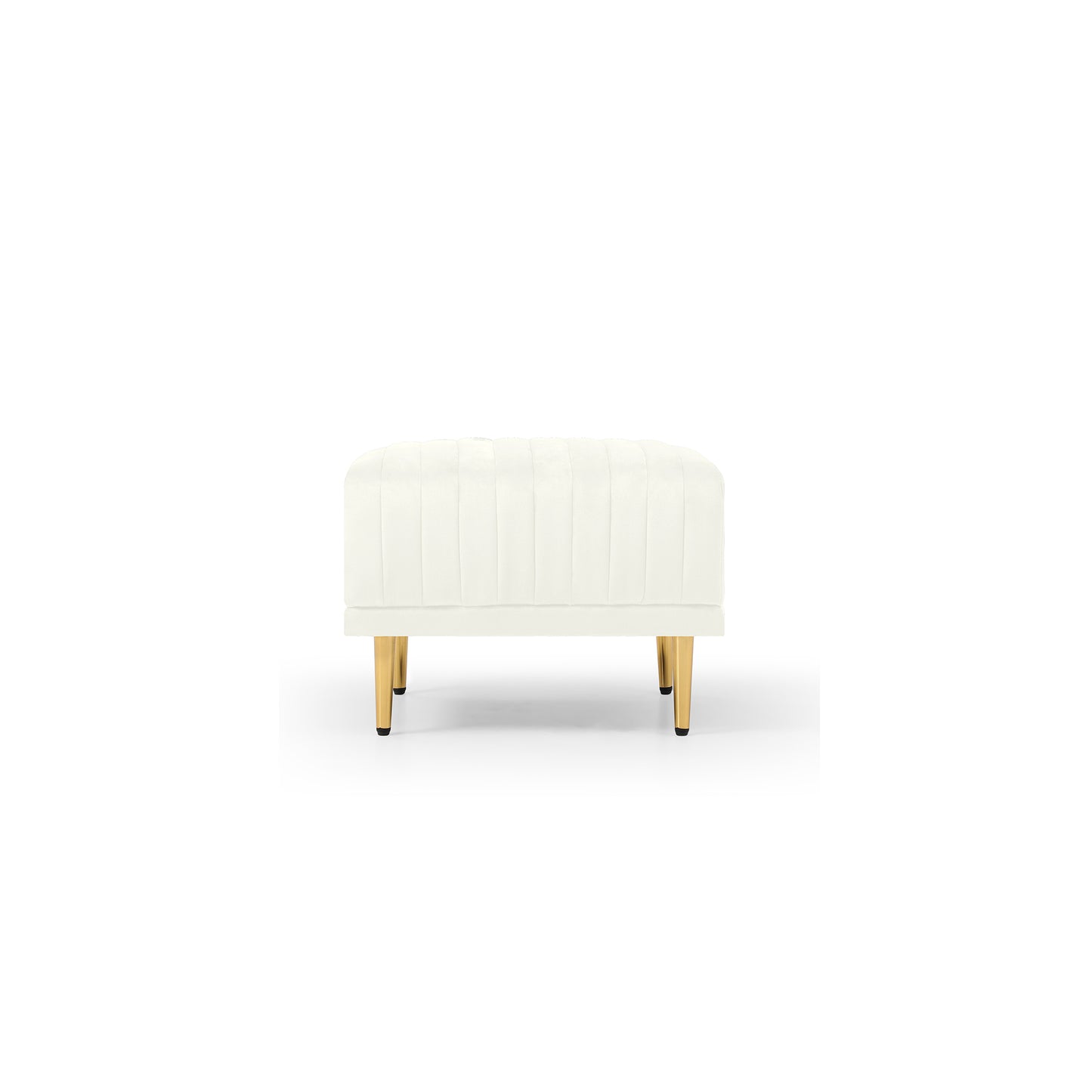 Square Ottoman Cream Velvet Stool Seat with Metal Legs, Footrest for Bedroom to match with Living Room Chairs Armchairs