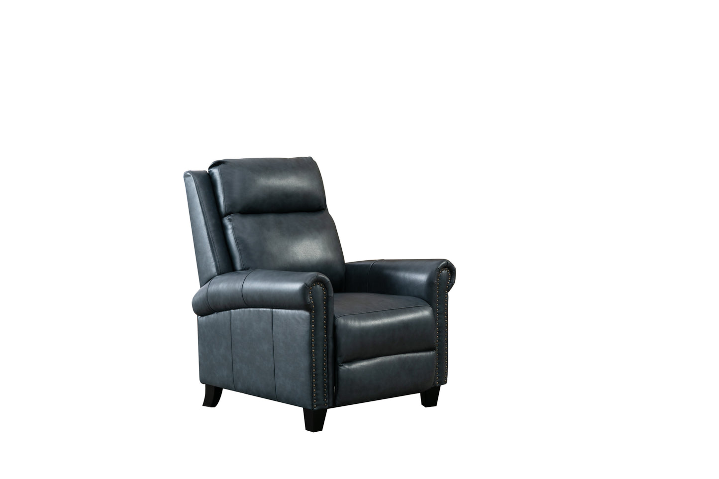 Luxurious Navy Genuine Leather Manual Recliner