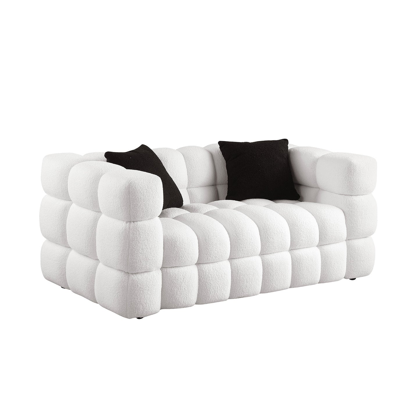 Plush Boucle White 3-Seater Marshmallow Sofa