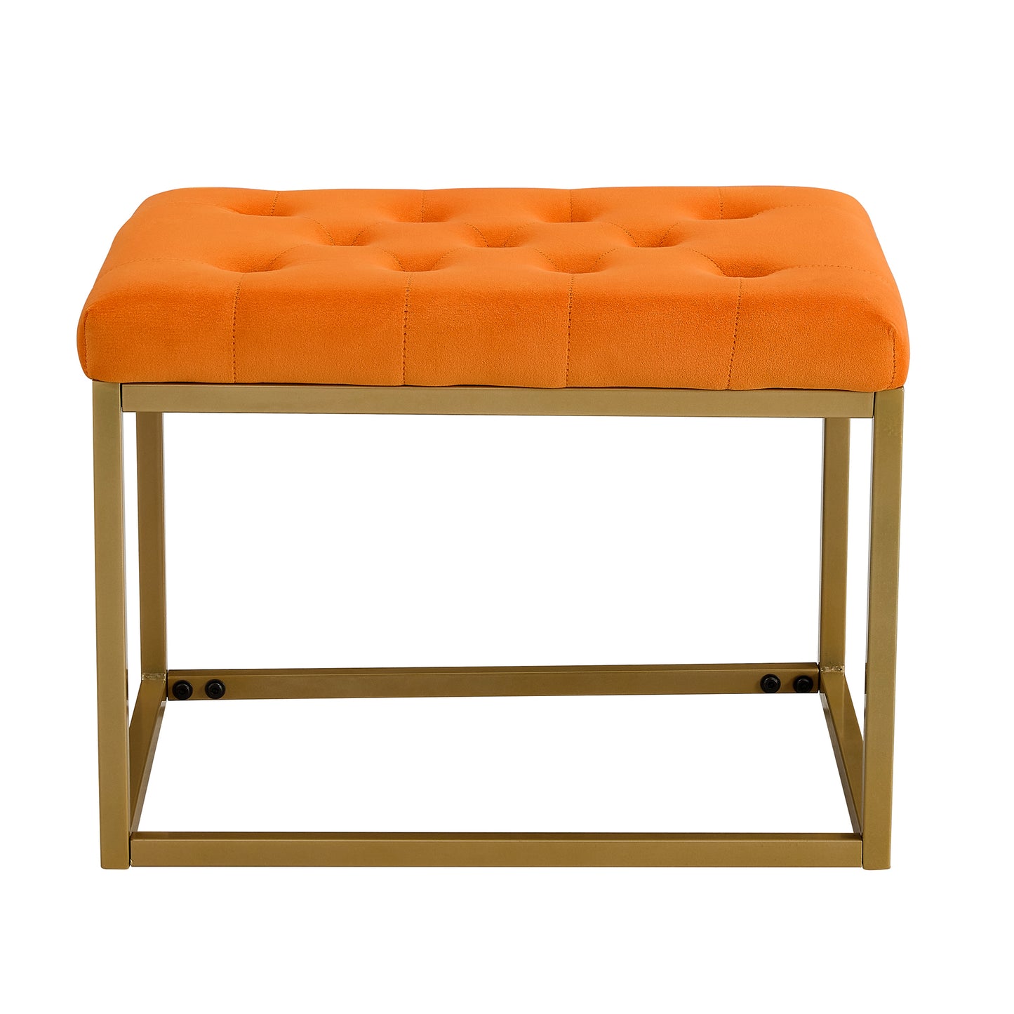 Chair Velvet Shoe Changing Stool, Orange Footstool, Square Vanity Chair, Sofa stool,Makup Stool .Vanity Seat ,Rest stool. Piano Bench .Suitable for Clothes Shop,Living RoomST-001-OR