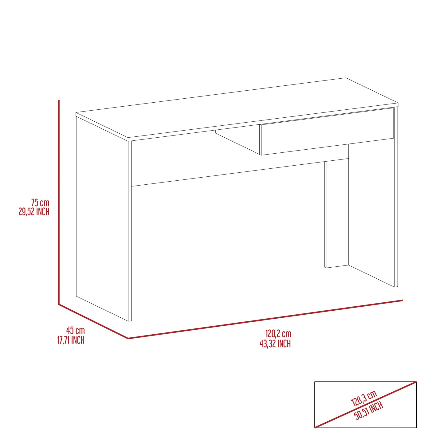 Sleek Black Computer Desk with Drawer for Writing