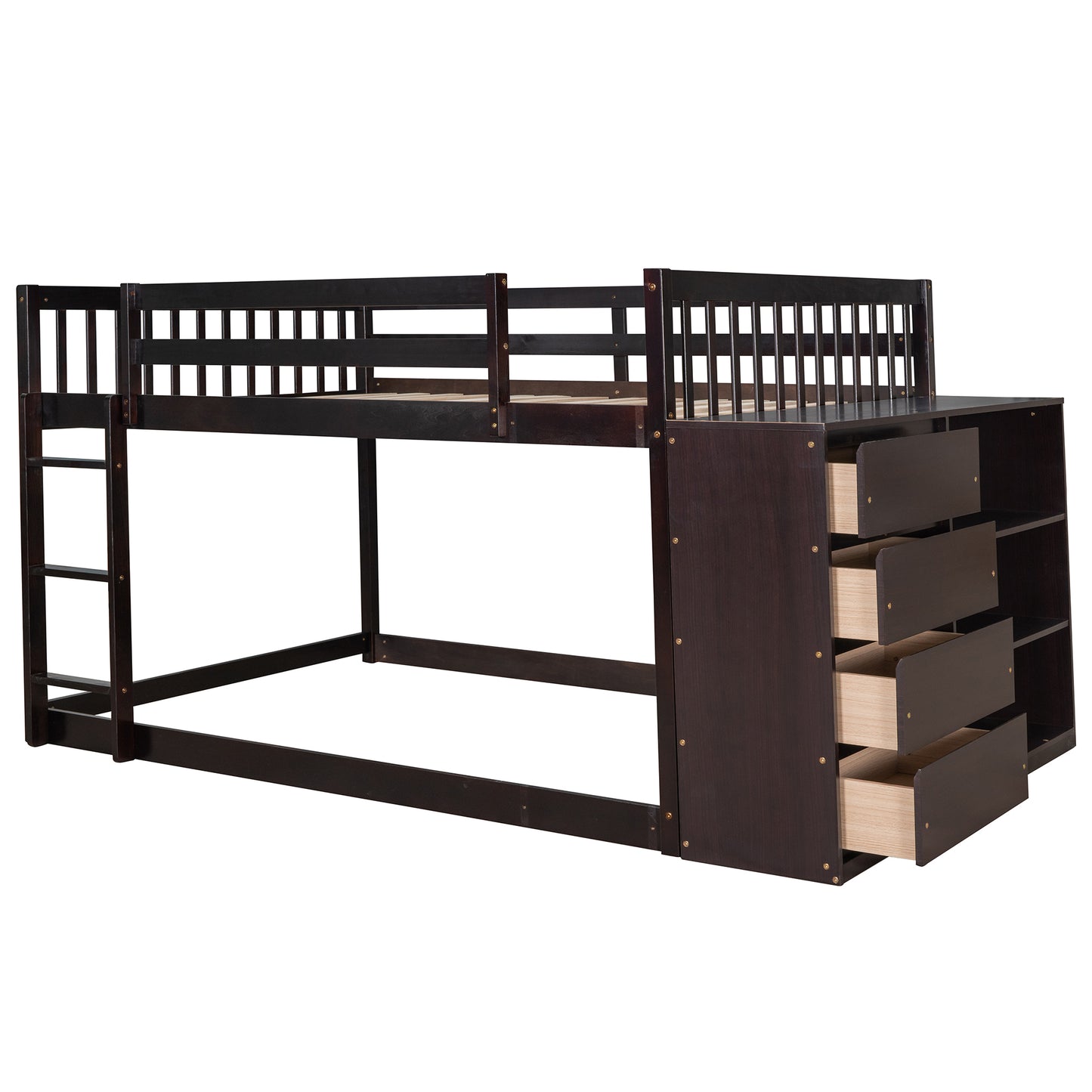 Espresso Bunk Bed with Ample Storage and Solid Construction