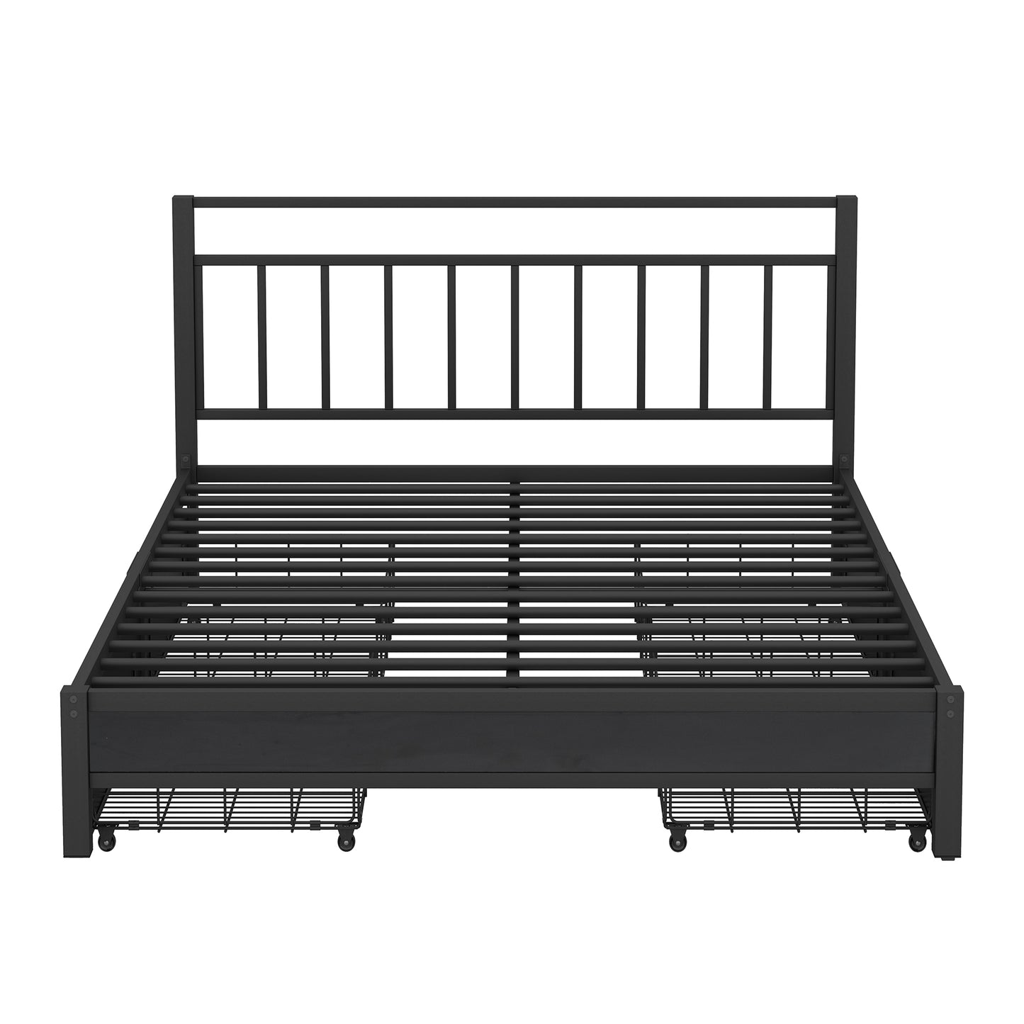 Queen Size Storage Platform Bed with 4 Drawers, Black