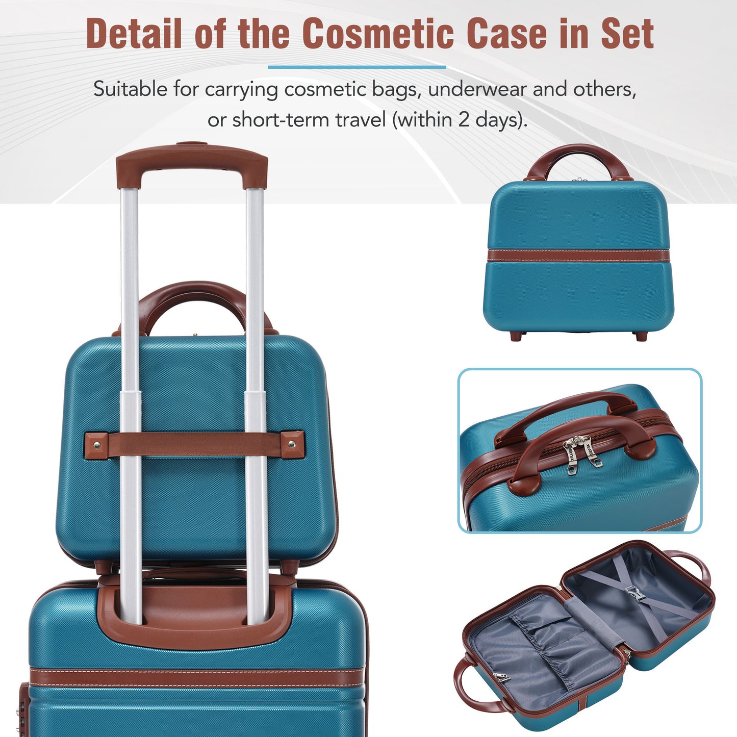 Hardshell Luggage Sets 4 Pieces 20"+24"+28" Luggages and Cosmetic Case Spinner Suitcase with TSA Lock  Lightweight