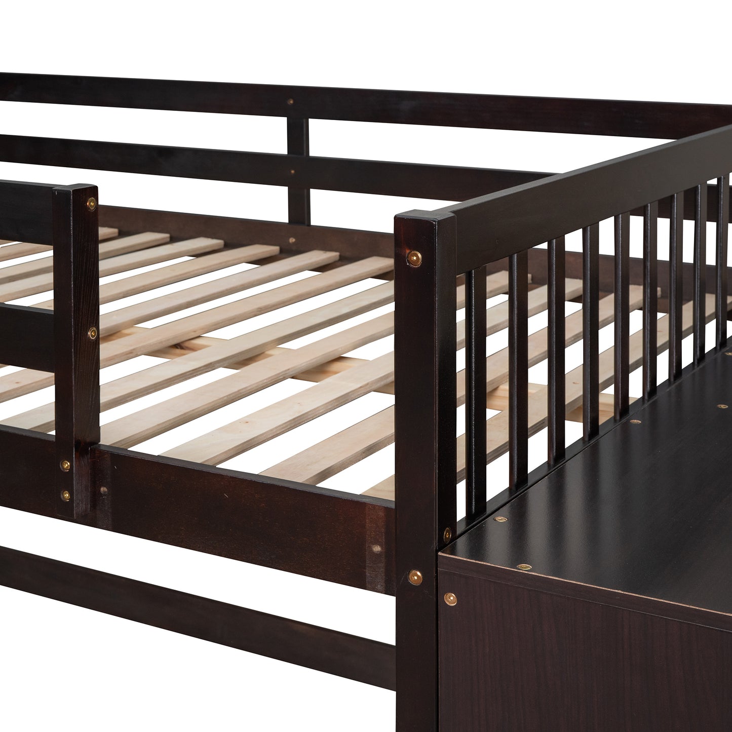 Espresso Bunk Bed with Ample Storage and Solid Construction