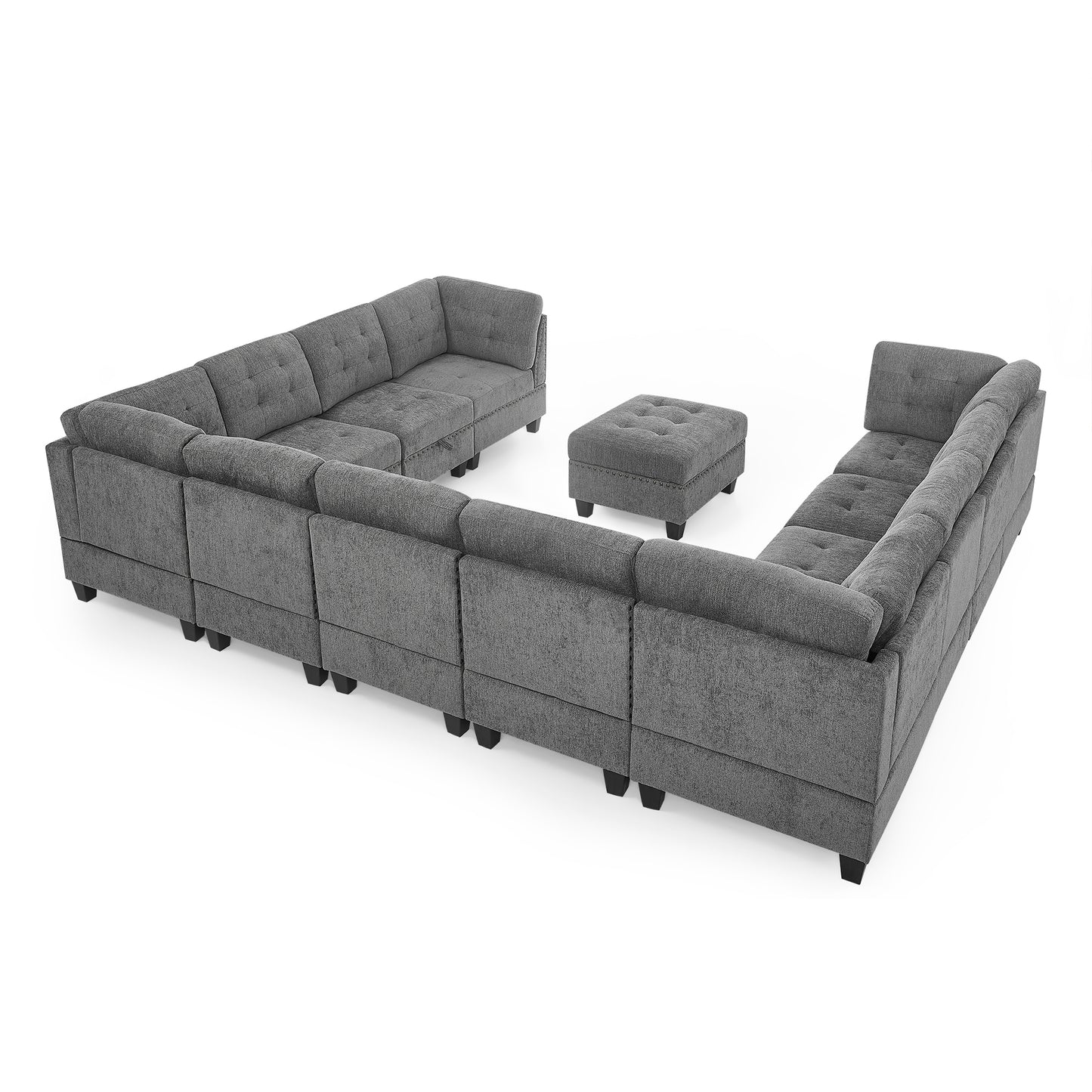 Grey U Shape Modular Sectional Sofa Set - DIY Combination with Versatile Arrangements and Bonus Storage