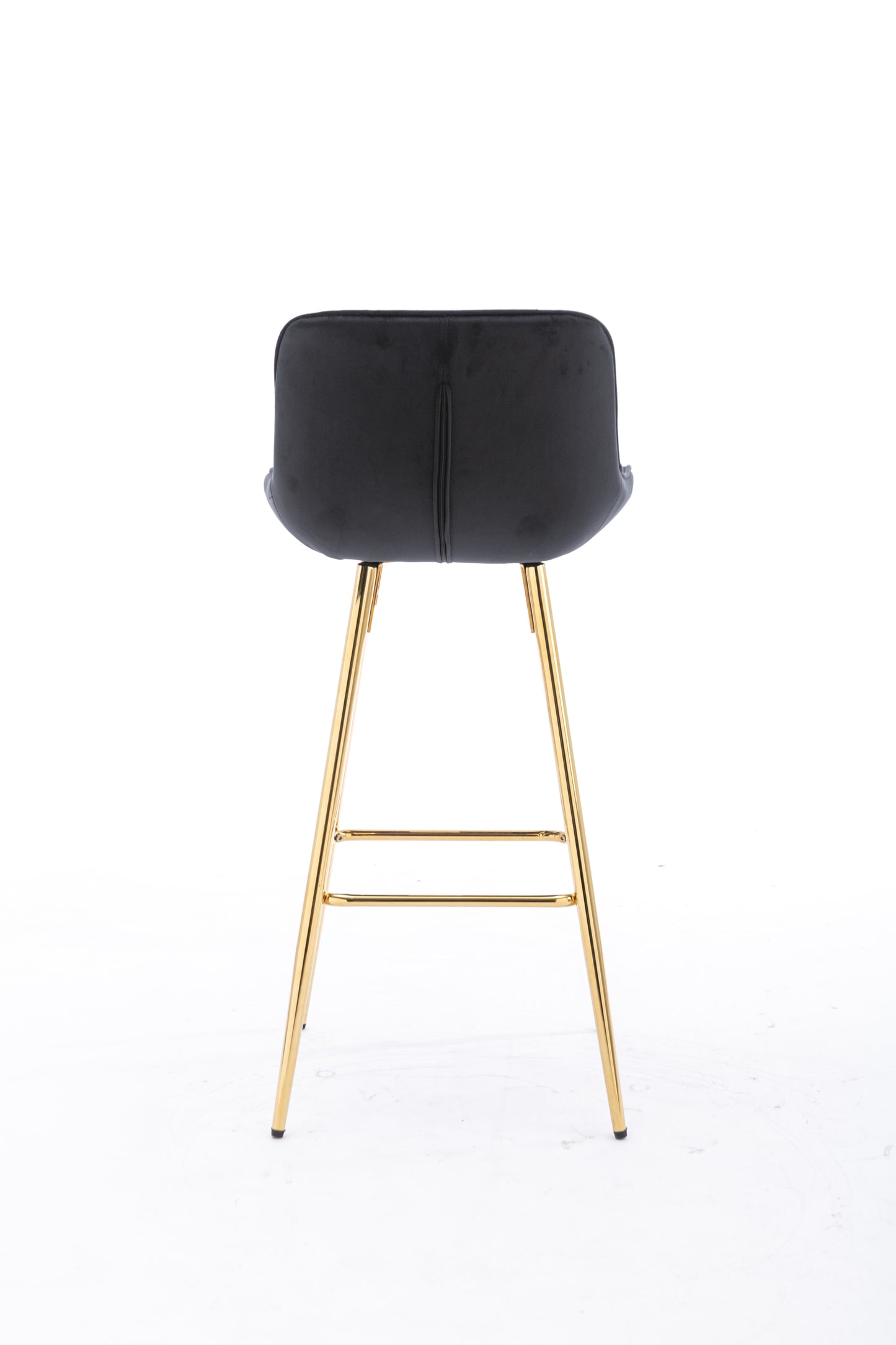 30 inch Set of 2 Bar Stools,with Chrome Footrest Velvet Fabric Counter Stool Golden Leg Simple High Bar Stool,black