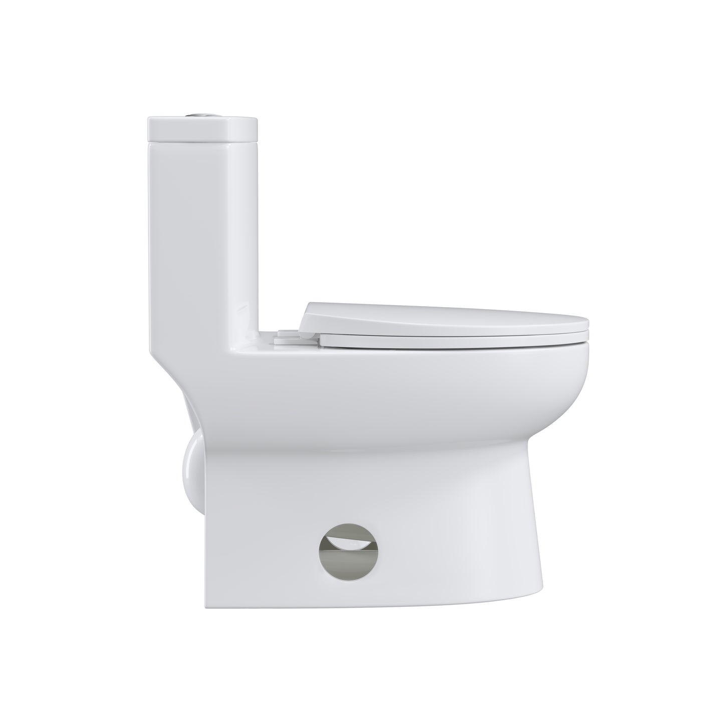 Dual Flush Elongated Standard One Piece Toilet with Comfortable Seat Height, Soft Close Seat Cover, High-Efficiency Supply, and White Finish Toilet Bowl (White Toilet)