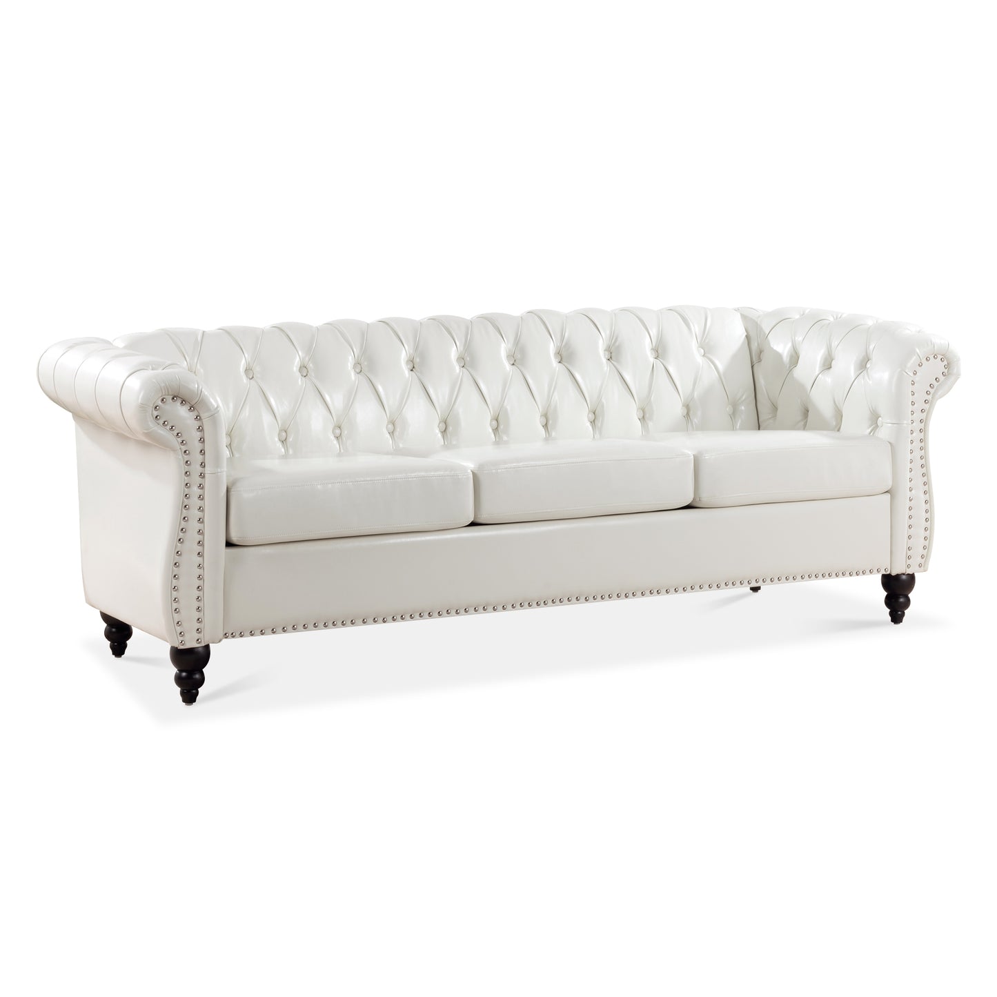 Luxurious 84.65 Rolled Arm Chesterfield 3 Seater Sofa