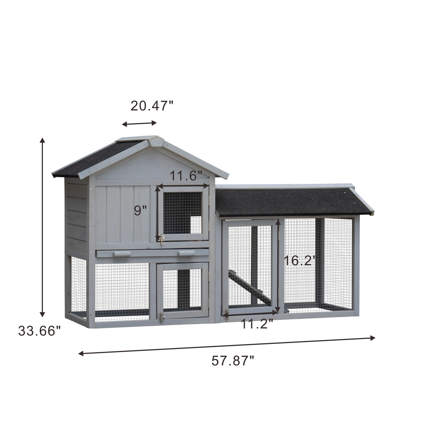 Rabbit Hutch Outdoor Bunny Cage Indoor,Extensible Chicken Coop with Large Run Space - No Leak Plastic Tray