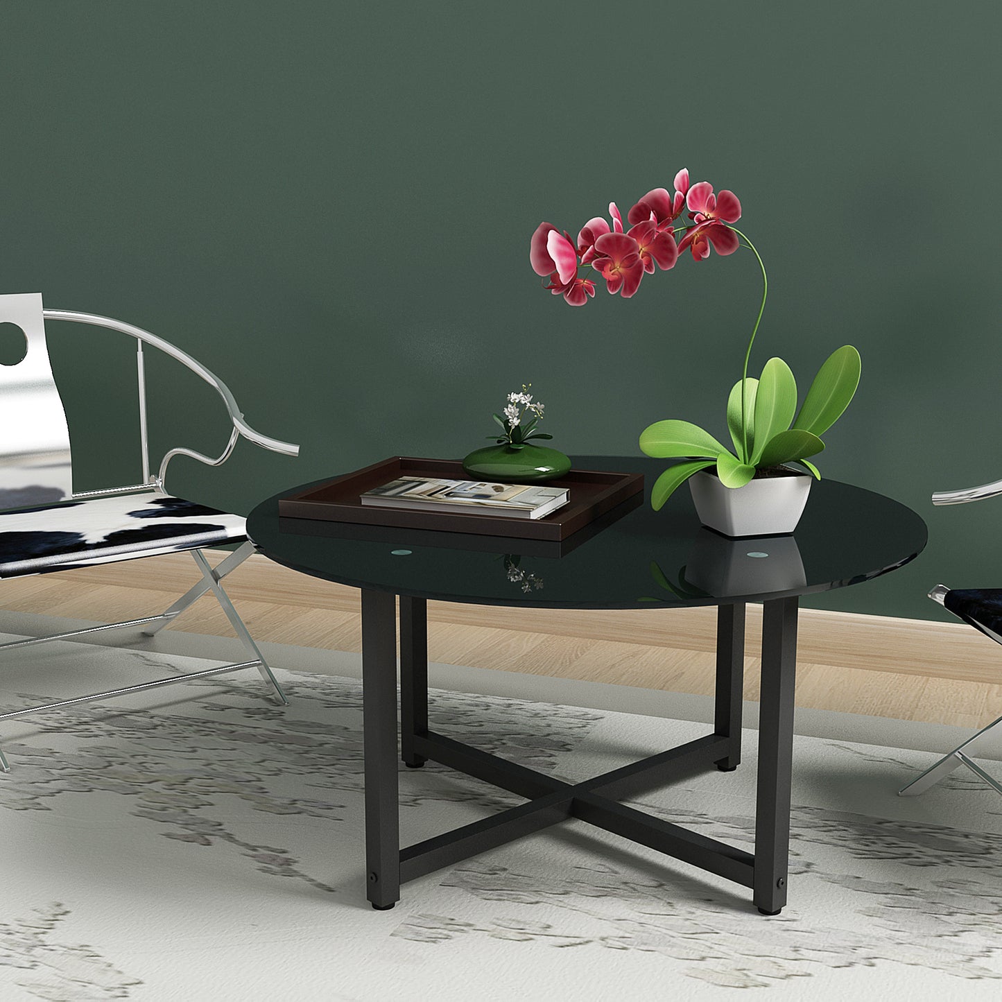 Elevate Your Living Room with this Stylish Whole Black Glass Coffee Table