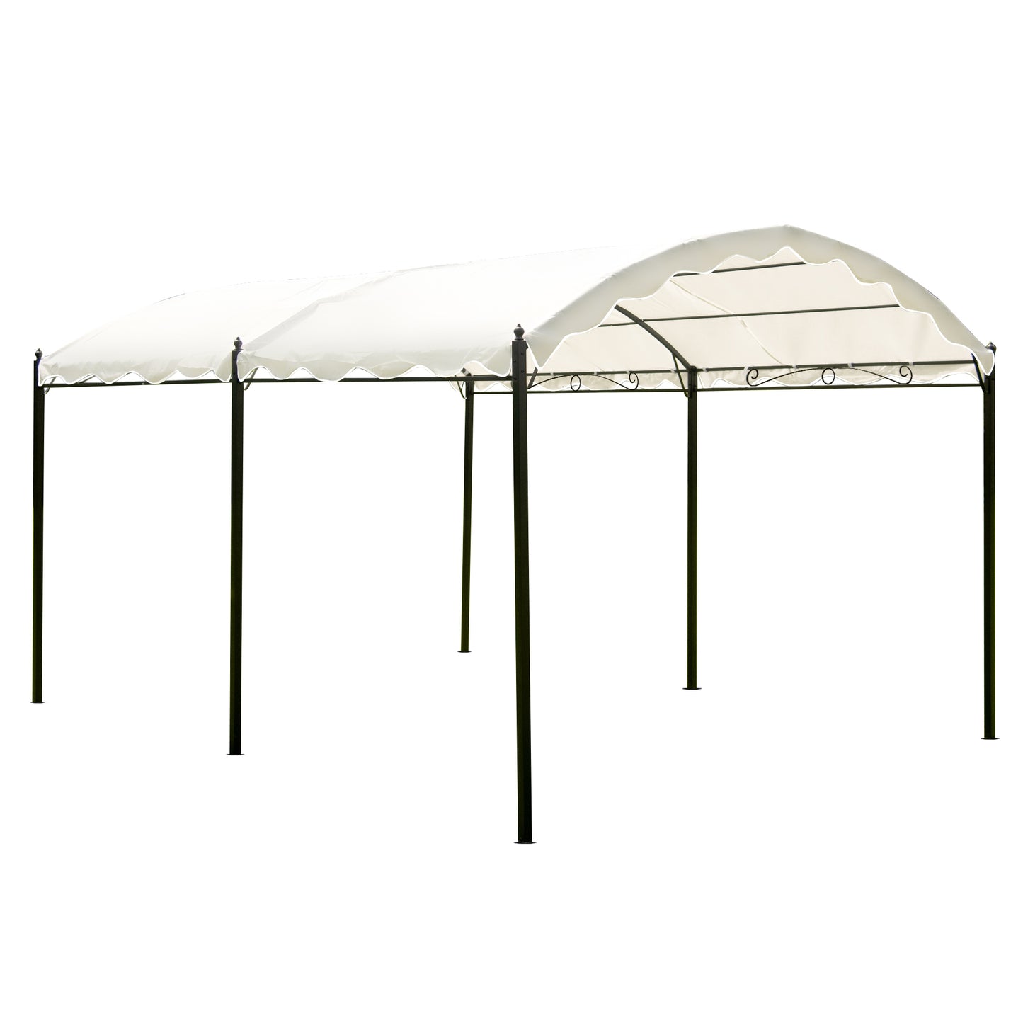 Outdoor Patio 13ft.Lx10ft.W Iron Carport Shelter Garage Tent, Garden Storage Shed with Anchor Kit, White