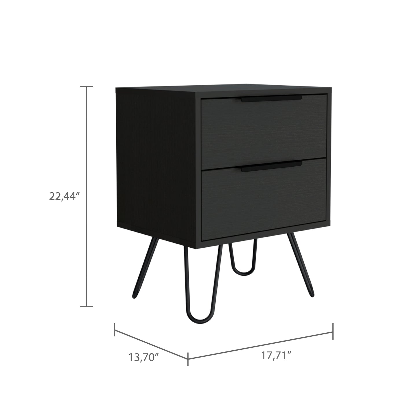 Mansfield 2-Drawer Rectangle Nightstand Black Wengue