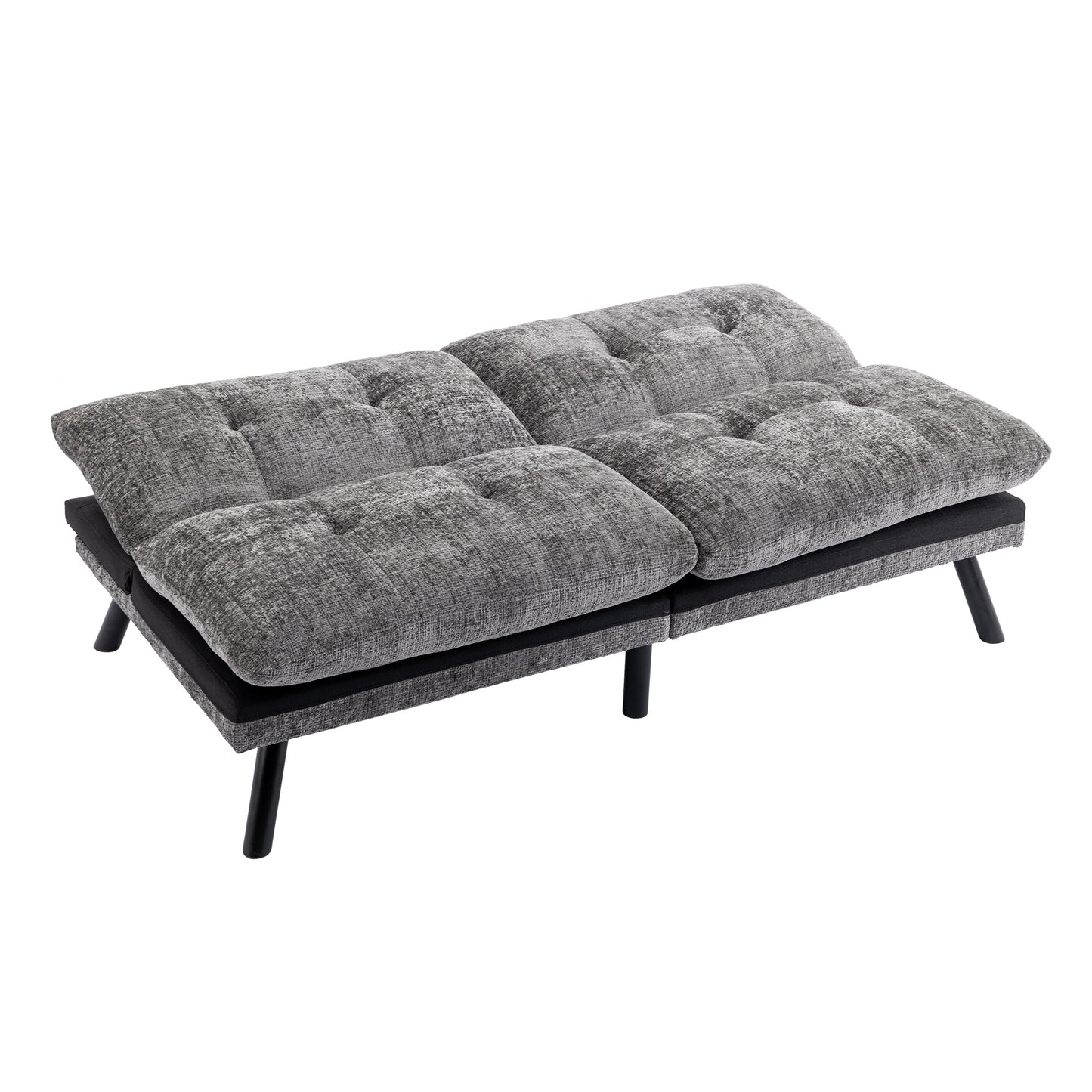 Convertible Sofa Bed  Loveseat Futon Bed Breathable Adjustable Lounge Couch with Metal Legs,Futon Sets for Compact Living Space  Chenille-Grey