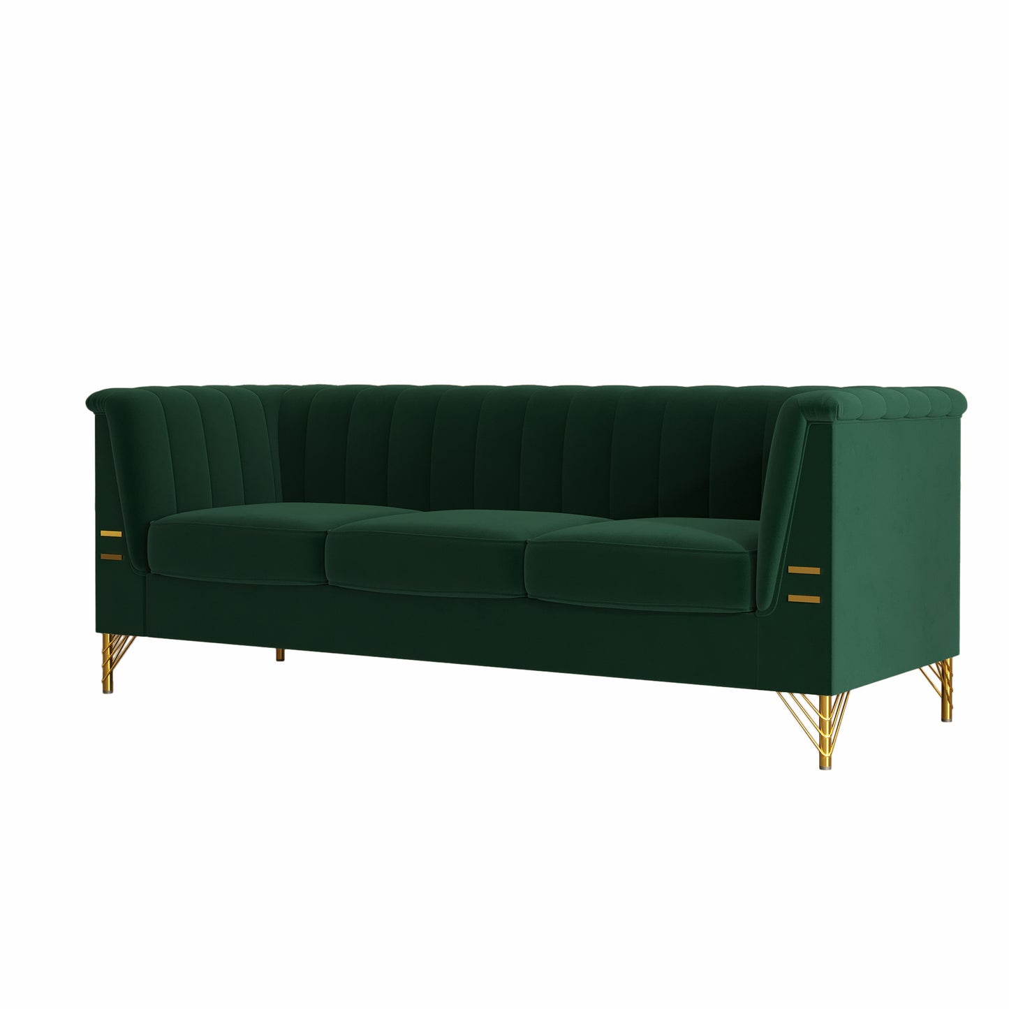 FX-P82-GR(sofa)-82.67'' W Velvet Sofa, Mid-Century Sofa Furniture Chesterfield Couch for Living Room (Sofa, Green)