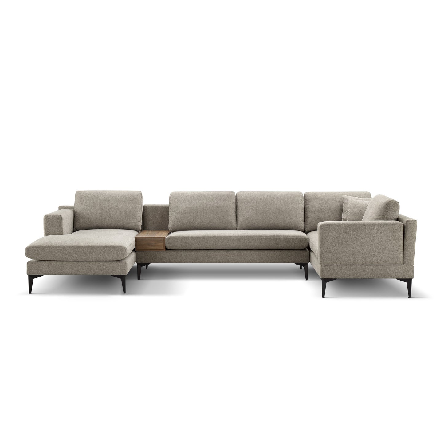 3-Piece U-Shape Upholstered Sectional Sofa Set with Reversible Chaise Lounge, Sand Texture