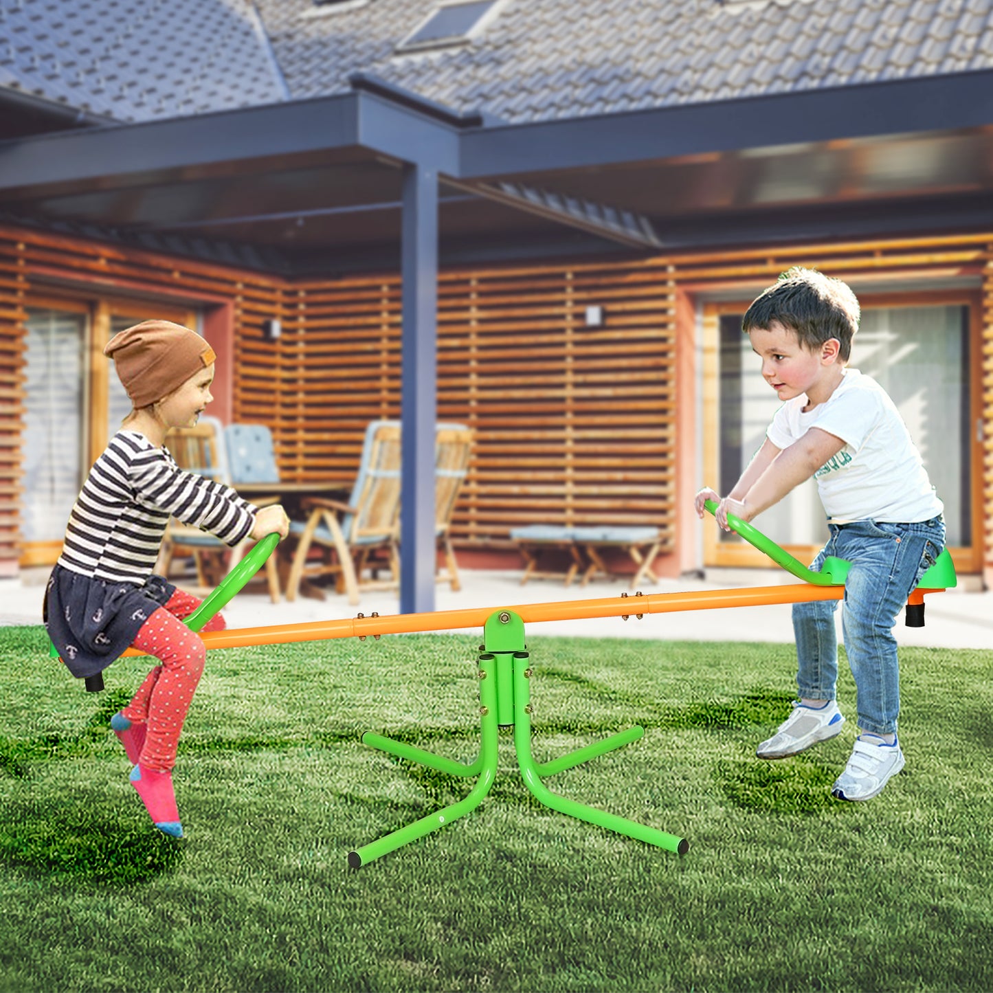 Outdoor Kids Spinning Seesaw with 360 Degree Rotation