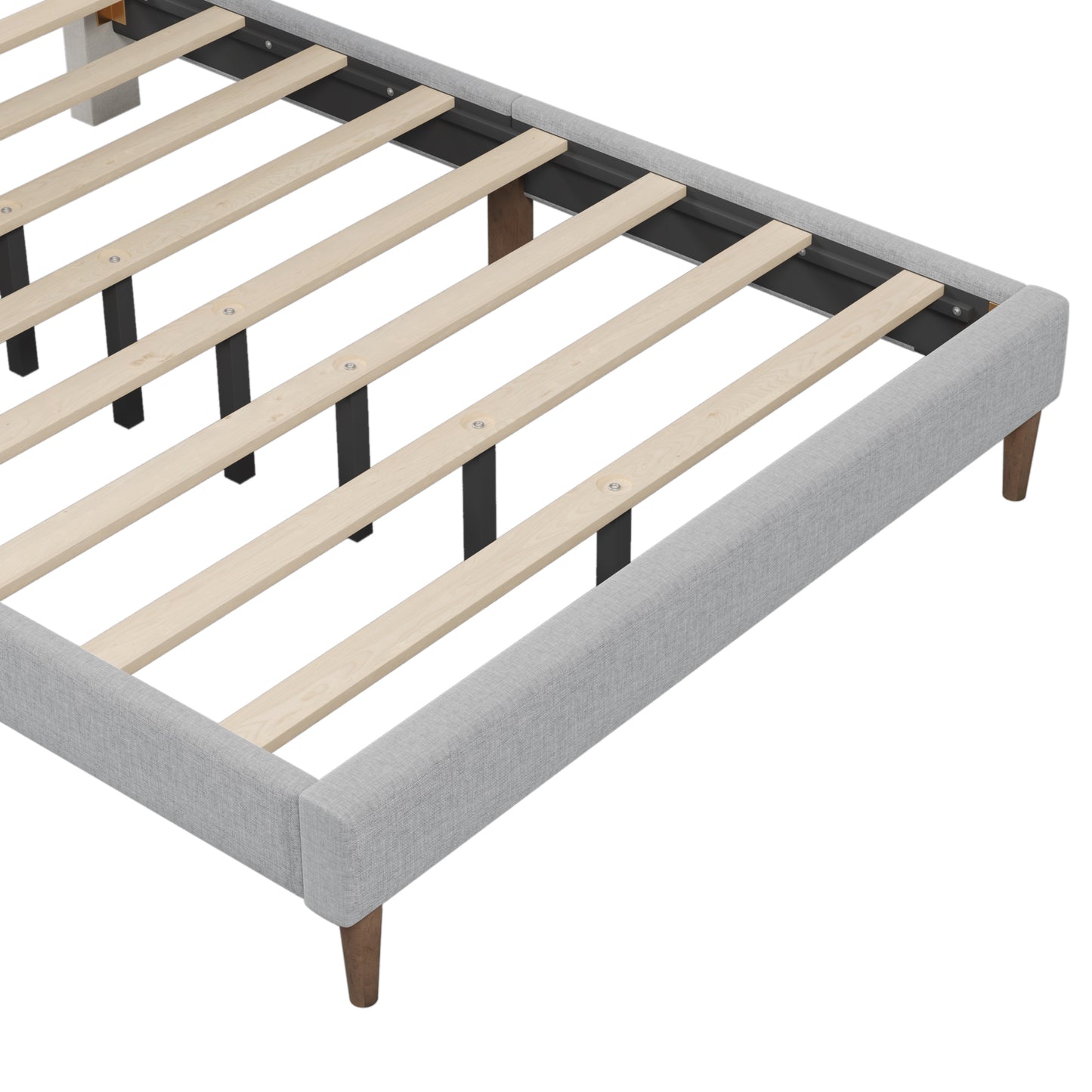 Upholstered Platform Bed Frame with Vertical Channel Tufted Headboard, No Box Spring Needed, Queen,Gray