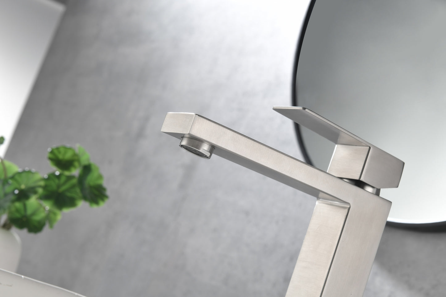 Modern Brushed Nickel Waterfall Spout Bathroom Faucet