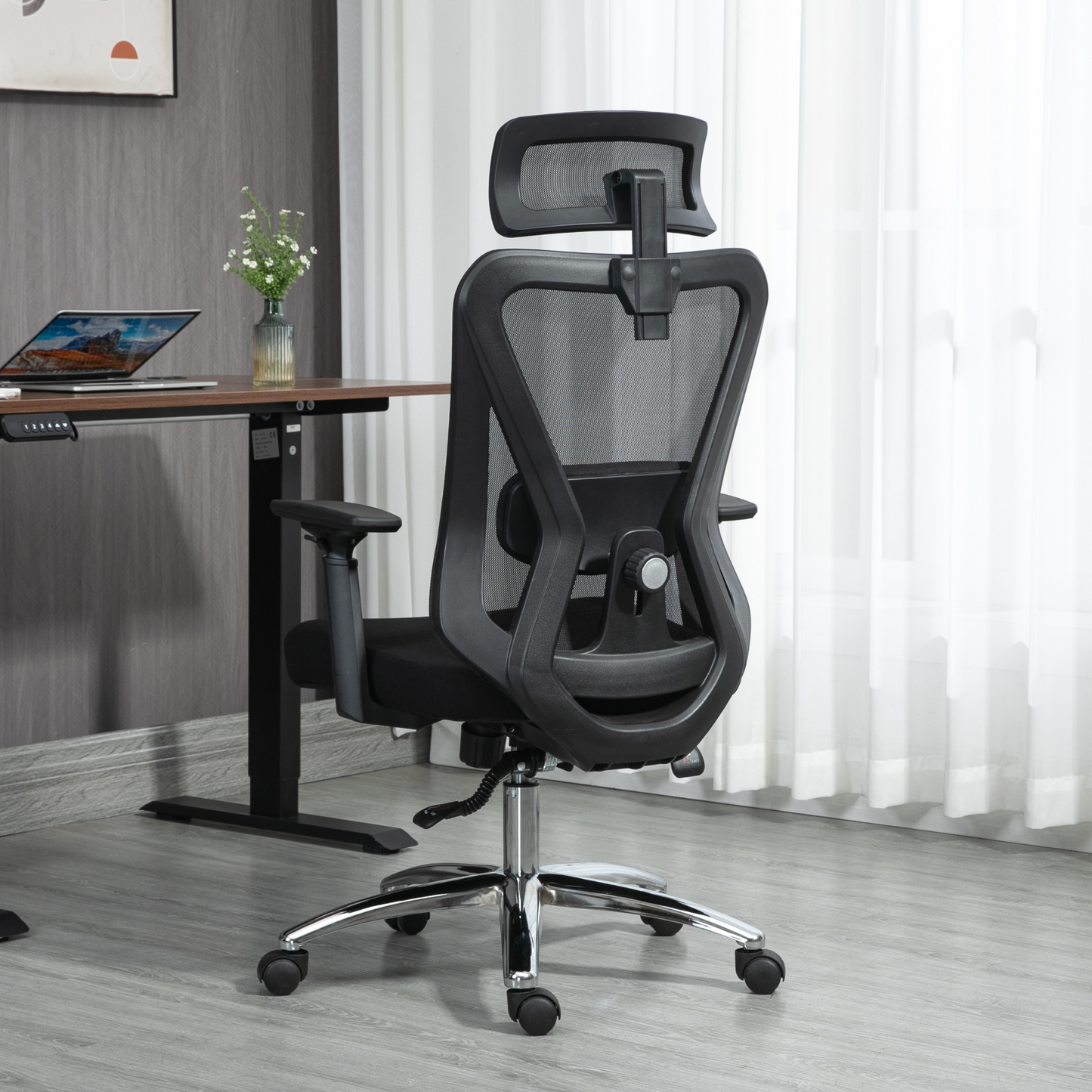 Ergonomic Office Desk Chair,Mesh High Back Computer Chair with Adjustable 3D Headrest & Lumbar Support & Flip-Up Arms Executive/Home/Study/Work Office Desk Chairs with Wheels