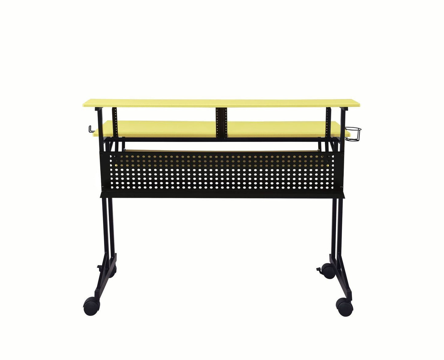 Yellow & Black Suitor Music Studio Desk with Keyboard Tray and Shelf