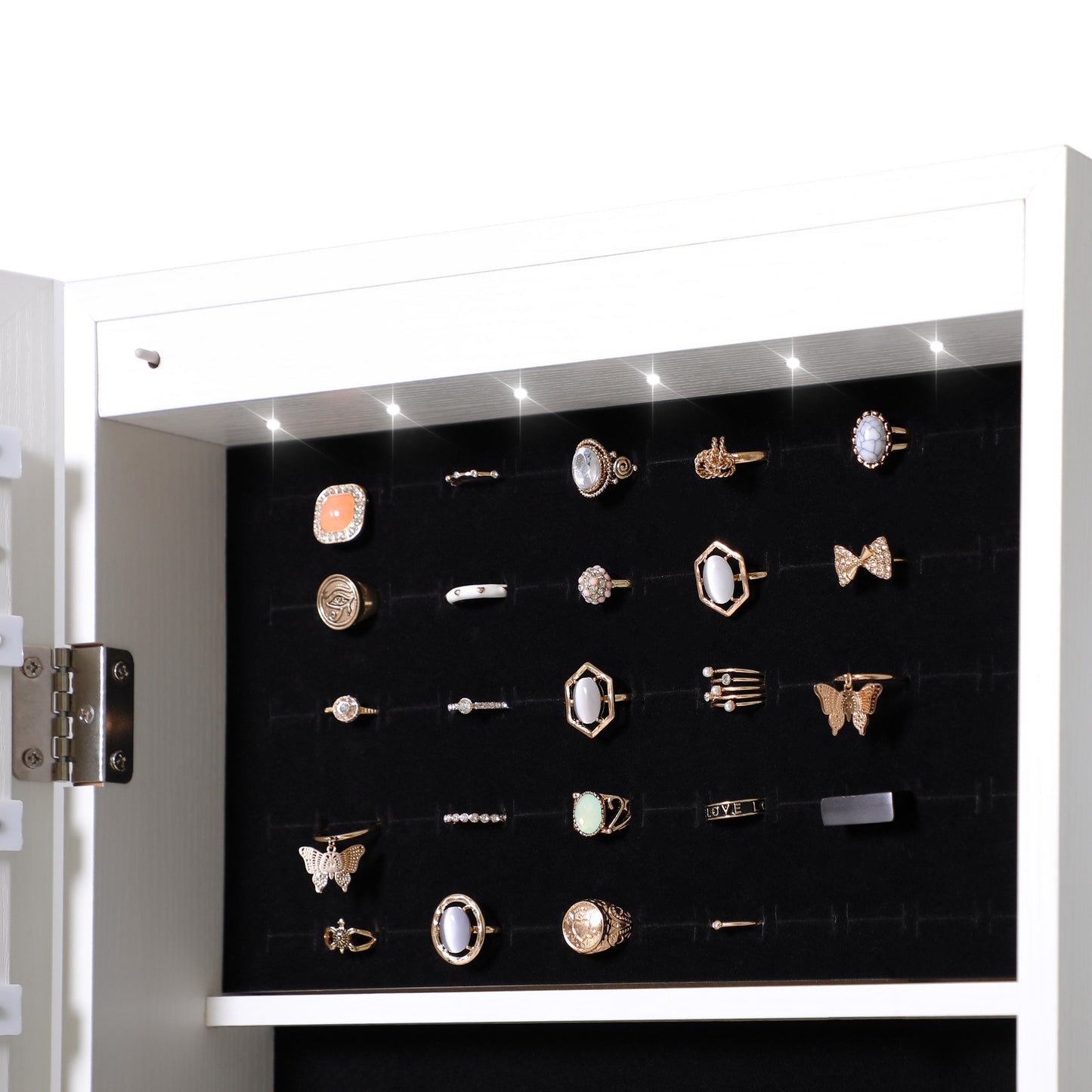 Fashion Simple Jewelry Storage Mirror Cabinet With LED Lights Can Be Hung On The Door Or Wall