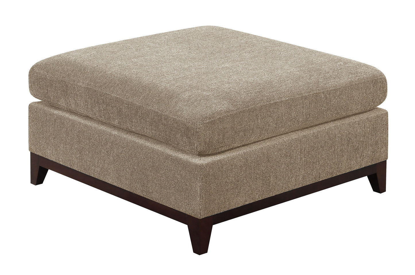 Versatile Camel Chenille Fabric Modular Sectional Set with Tufted Back and Wooden Base