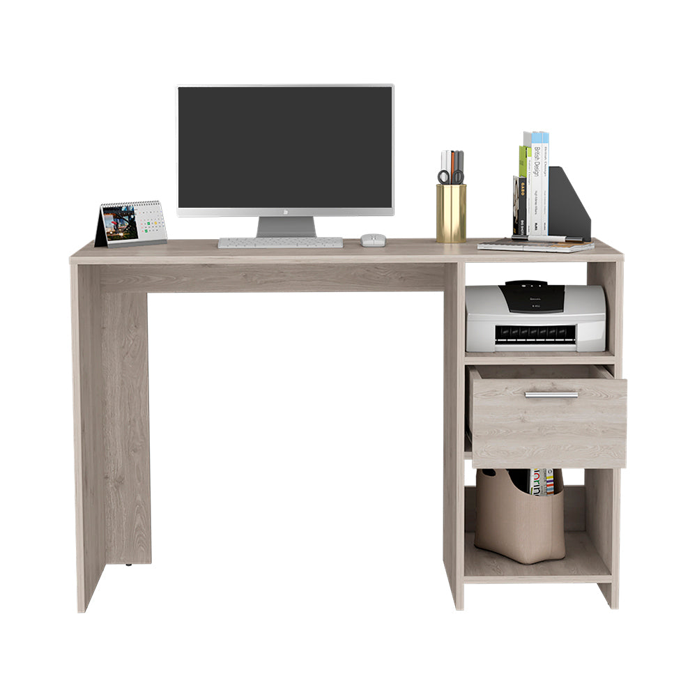 Odessa Computer Desk with Drawer and Storage Cabinets in Light Gray - Stylish and Functional Workstation