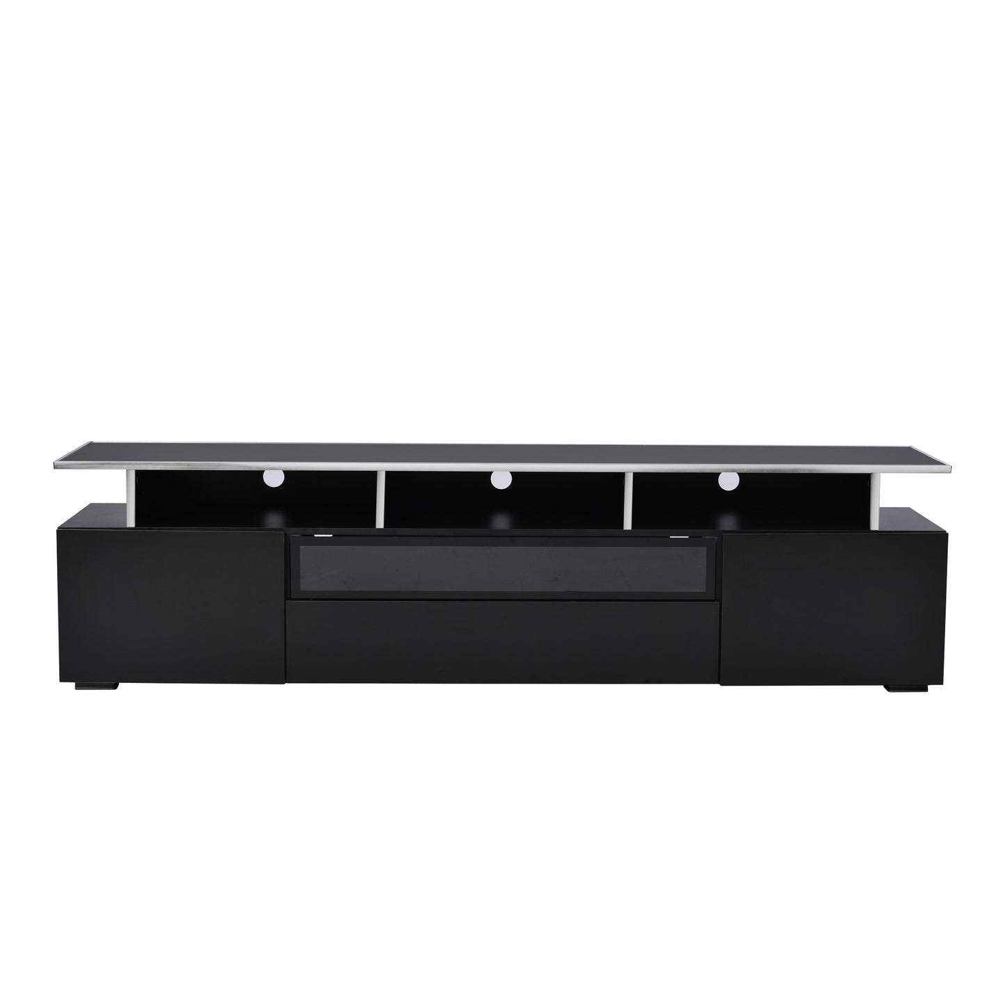 Stylish Black TV Stand with LED Lights and Acrylic Board