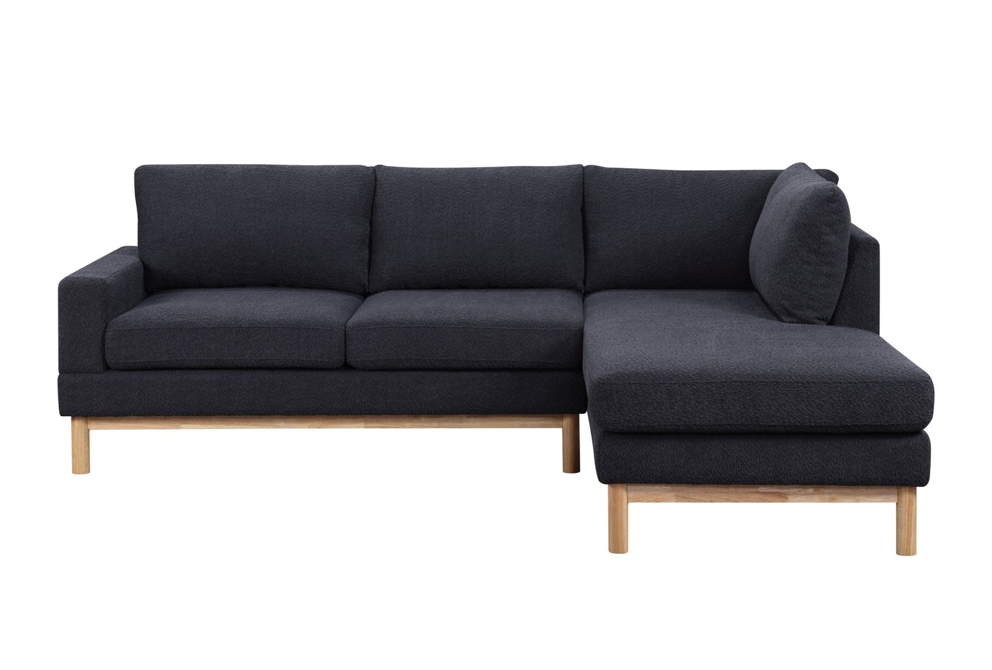 Luxurious Anisa Black Sherpa Sectional Sofa with Right-Facing Chaise