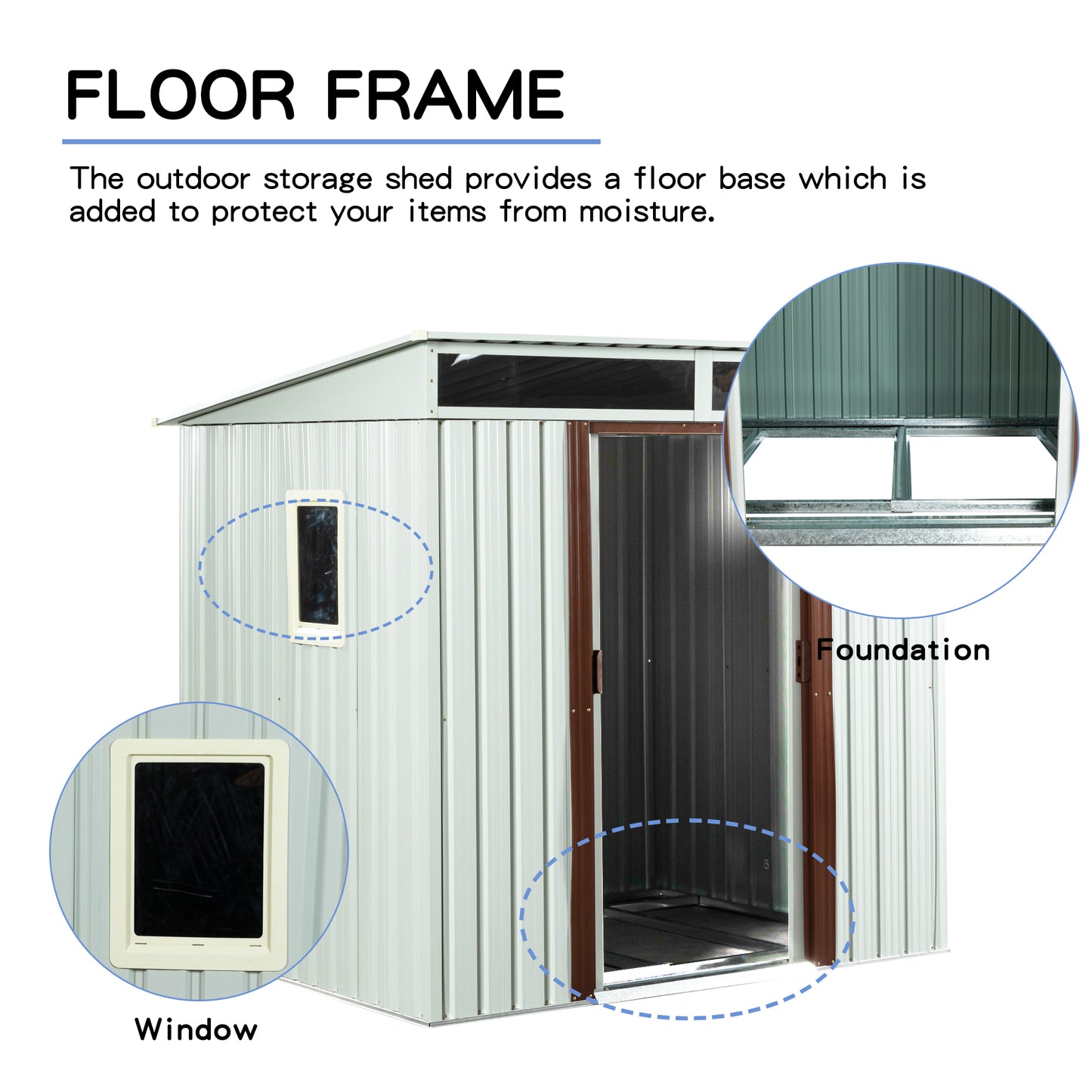 6ft x 5ft Outdoor Metal Storage Shed With window White