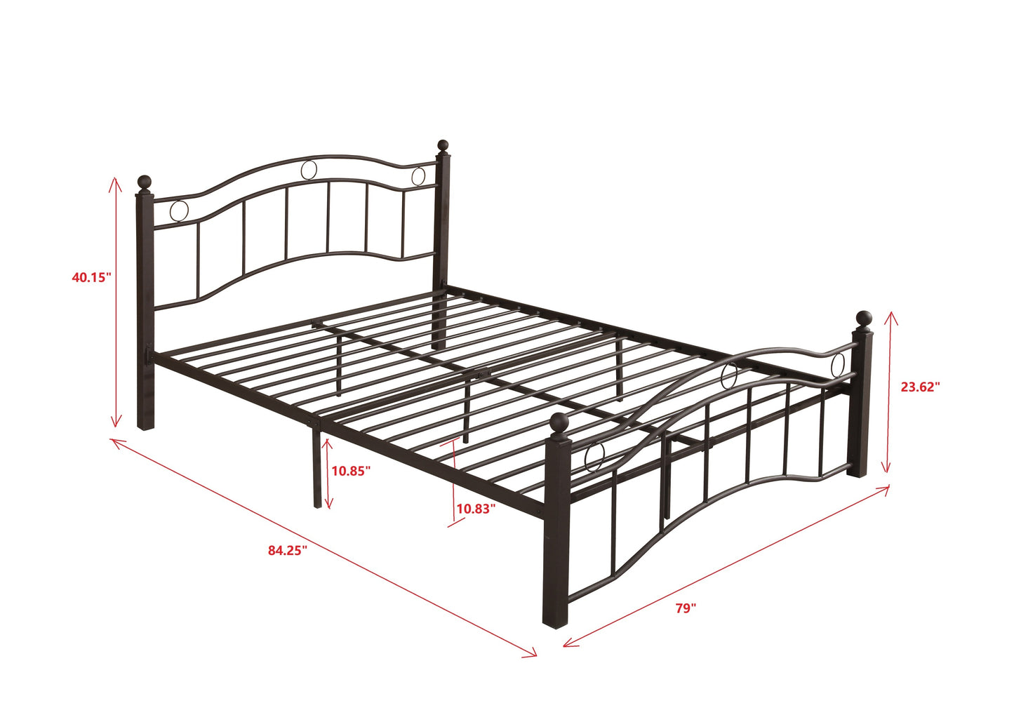 King Size Metal Bed Frame with Headboard and Footboard  Bronze