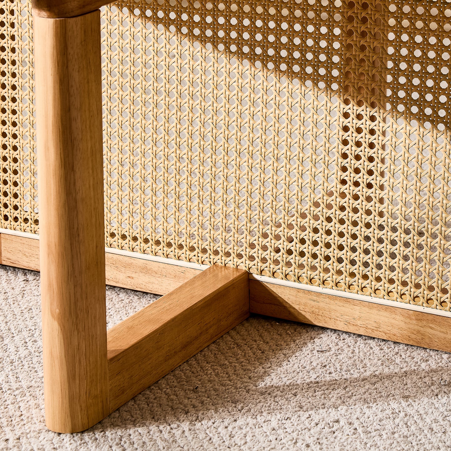 Wooden Coffee Table with Faux Rattan Accents for Stylish Living Spaces