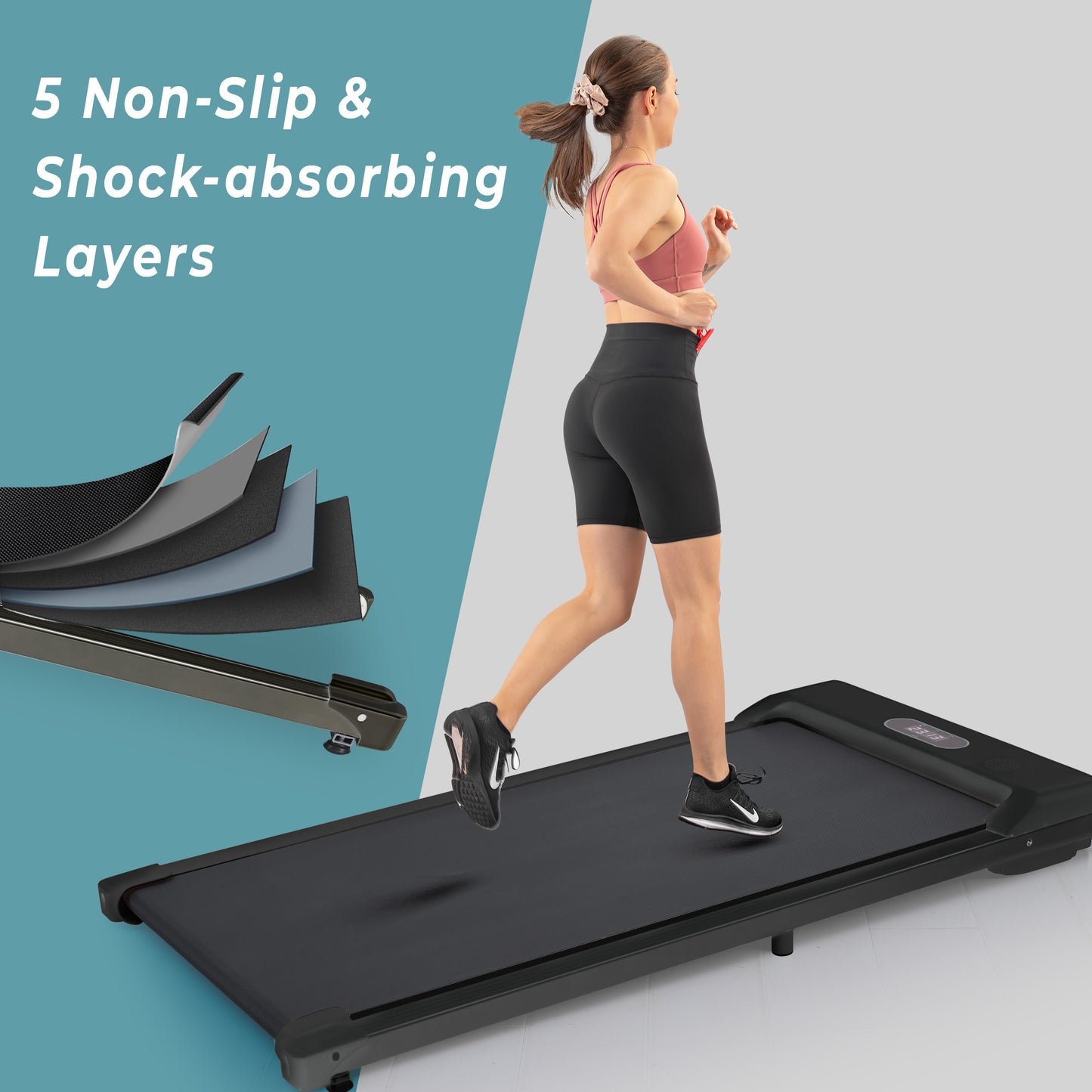 2 in 1 Under Desk Electric Treadmill 2.5HP, with Bluetooth APP and speaker, Remote Control, Display, Walking Jogging Running Machine Fitness Equipment for Home Gym Office