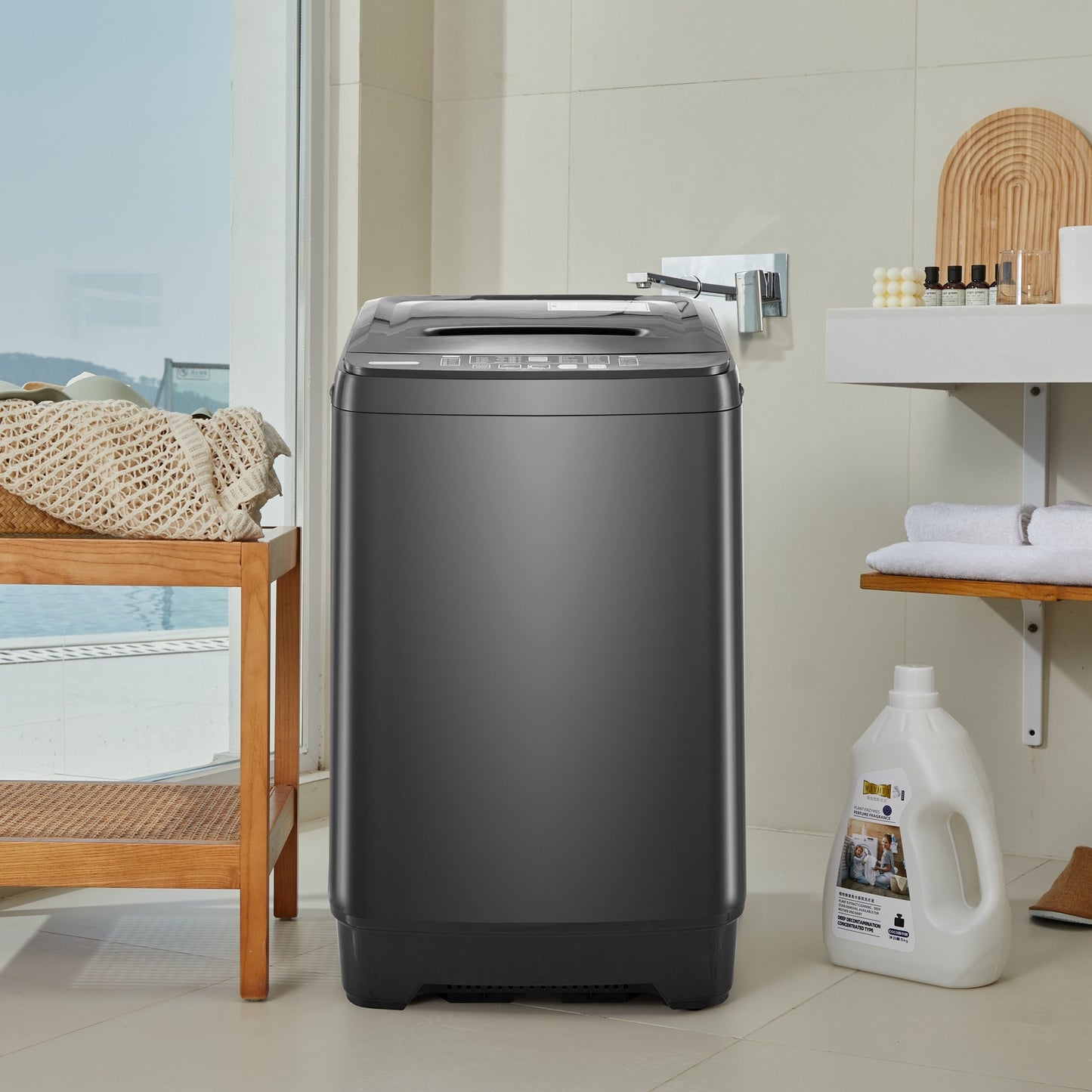 Compact home automatic washer, 17.6 lbs. of laundry, 8 water levels/10 programs for apartments, college dorms, RVs, camping and other places where space is limited