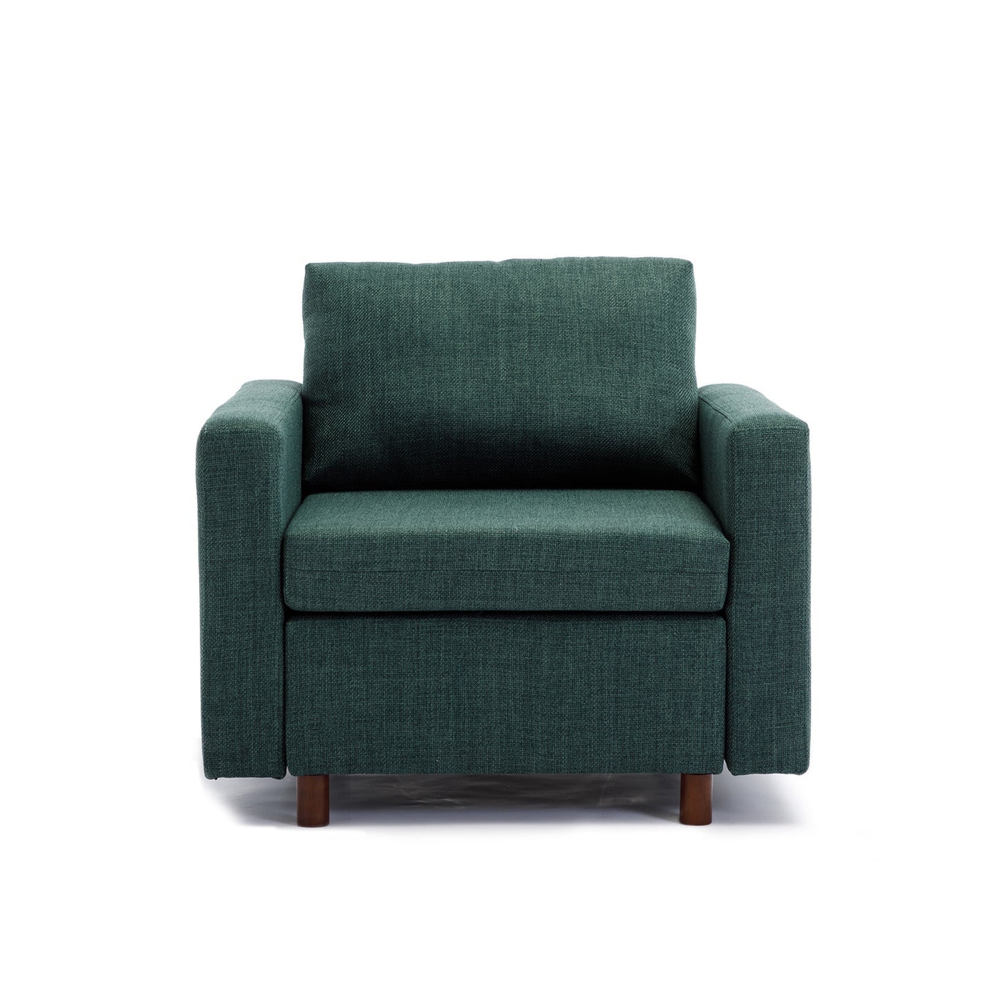 2-Seat Green Linen Sectional Sofa with Ottoman