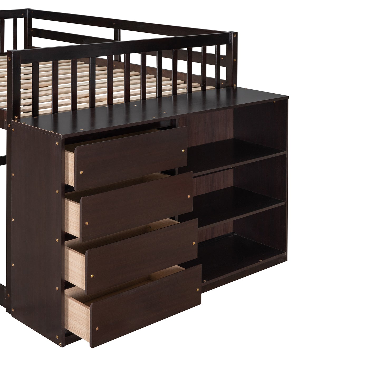 Espresso Bunk Bed with Ample Storage and Solid Construction