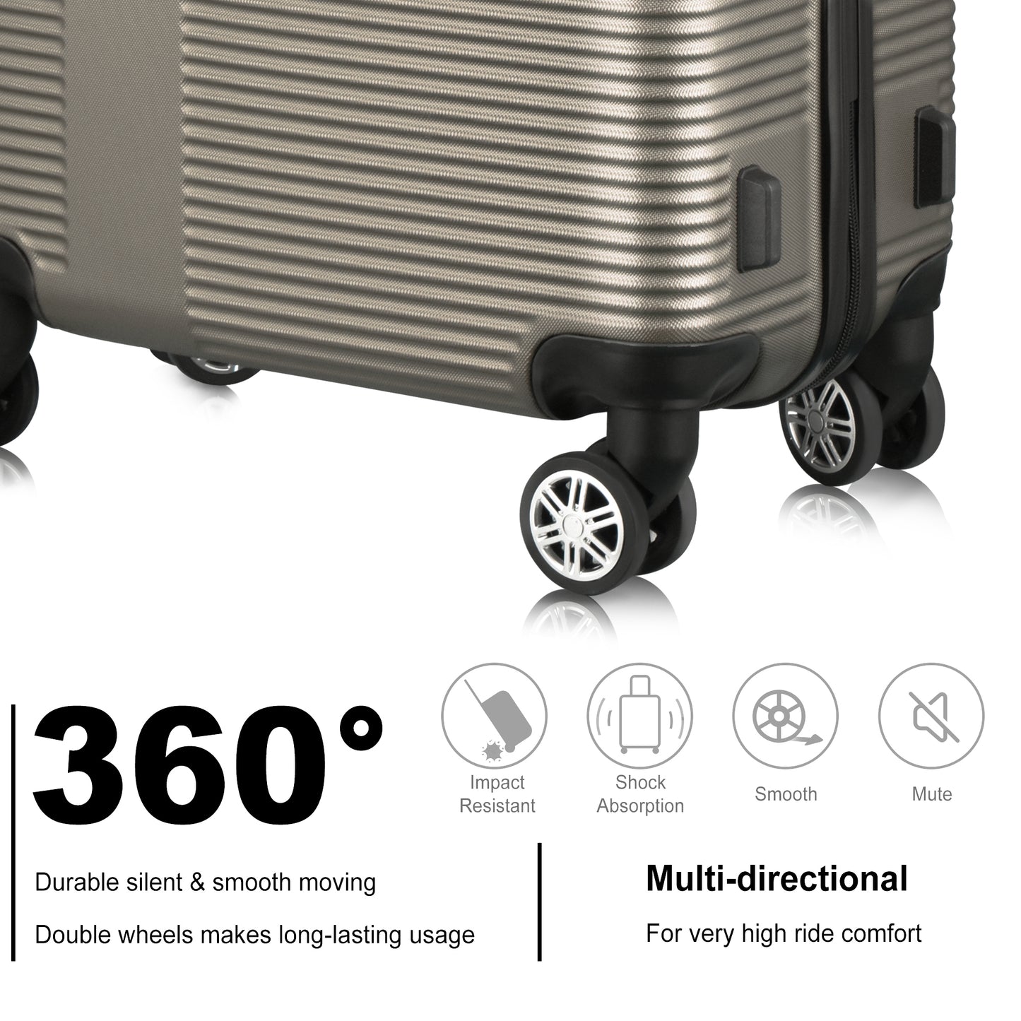 3 Piece Luggage with TSA Lock ABS, Durable Luggage Set, Lightweight Suitcase with Hooks, Spinner Wheels Cross Stripe Luggage Sets 20in/24in/28in