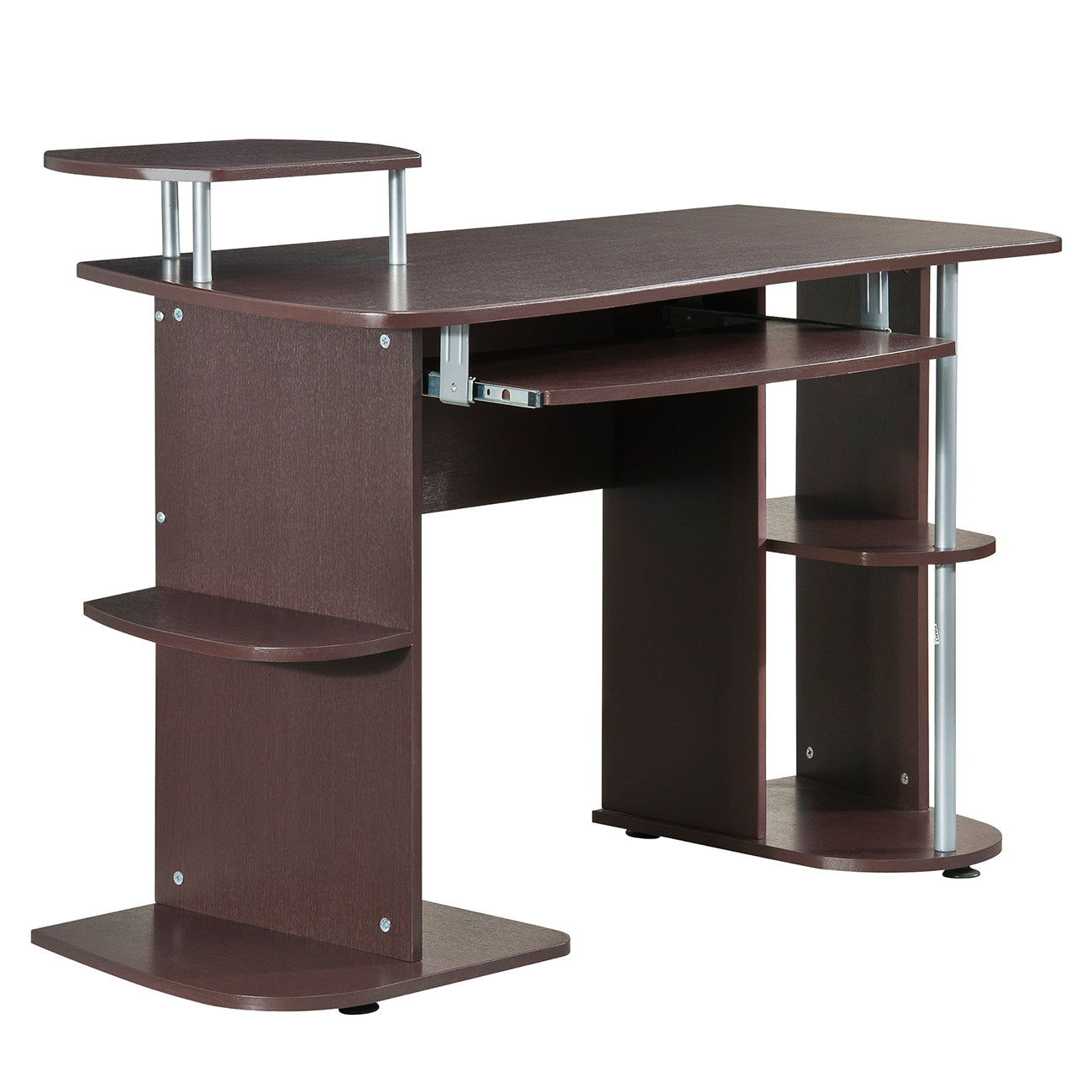 Chocolate Finish Complete Computer Workstation Desk with Abundant Storage