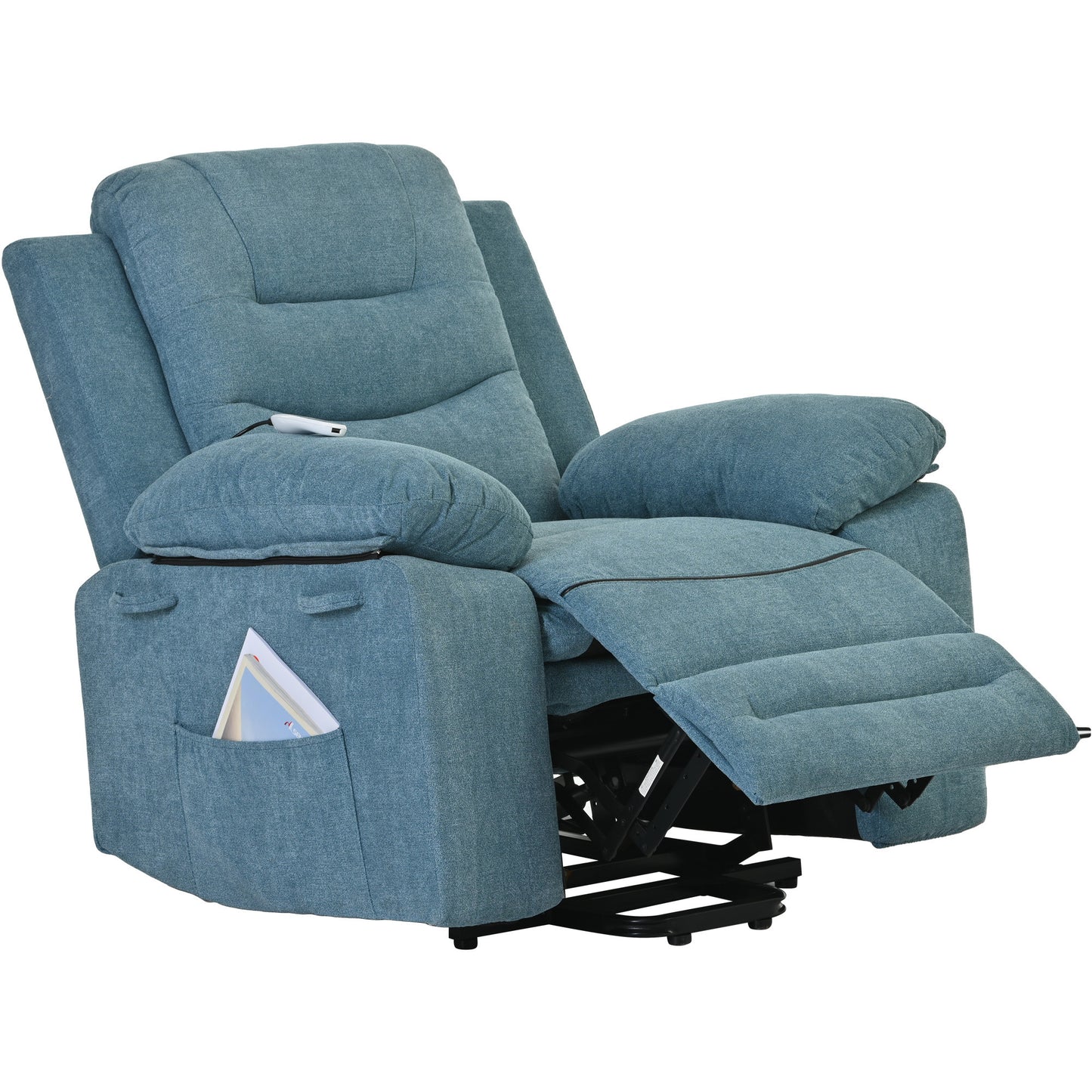 Adjustable Heat and Massage Blue Power Lift Recliner Chair with Infinite Position