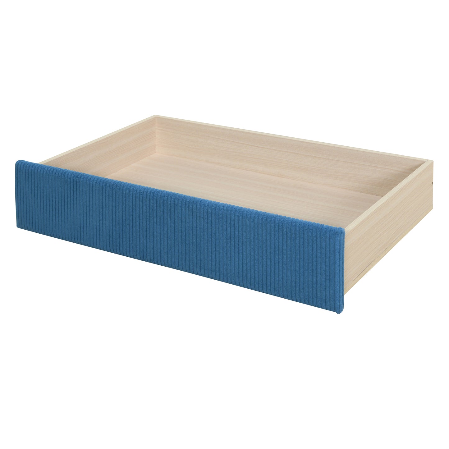 Twin Size Corduroy Daybed with Two Drawers and Wood Slat, Blue