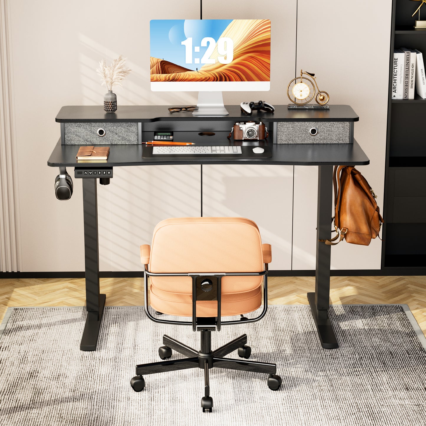 Electric Standing Desk with Adjustable Height and Storage Drawers for Optimal Health