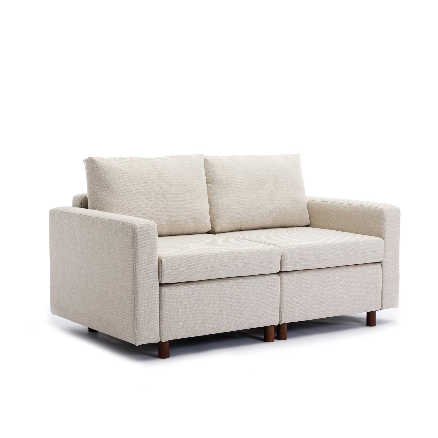 Cream Modular Sectional Sofa Couch With 2 Ottoman