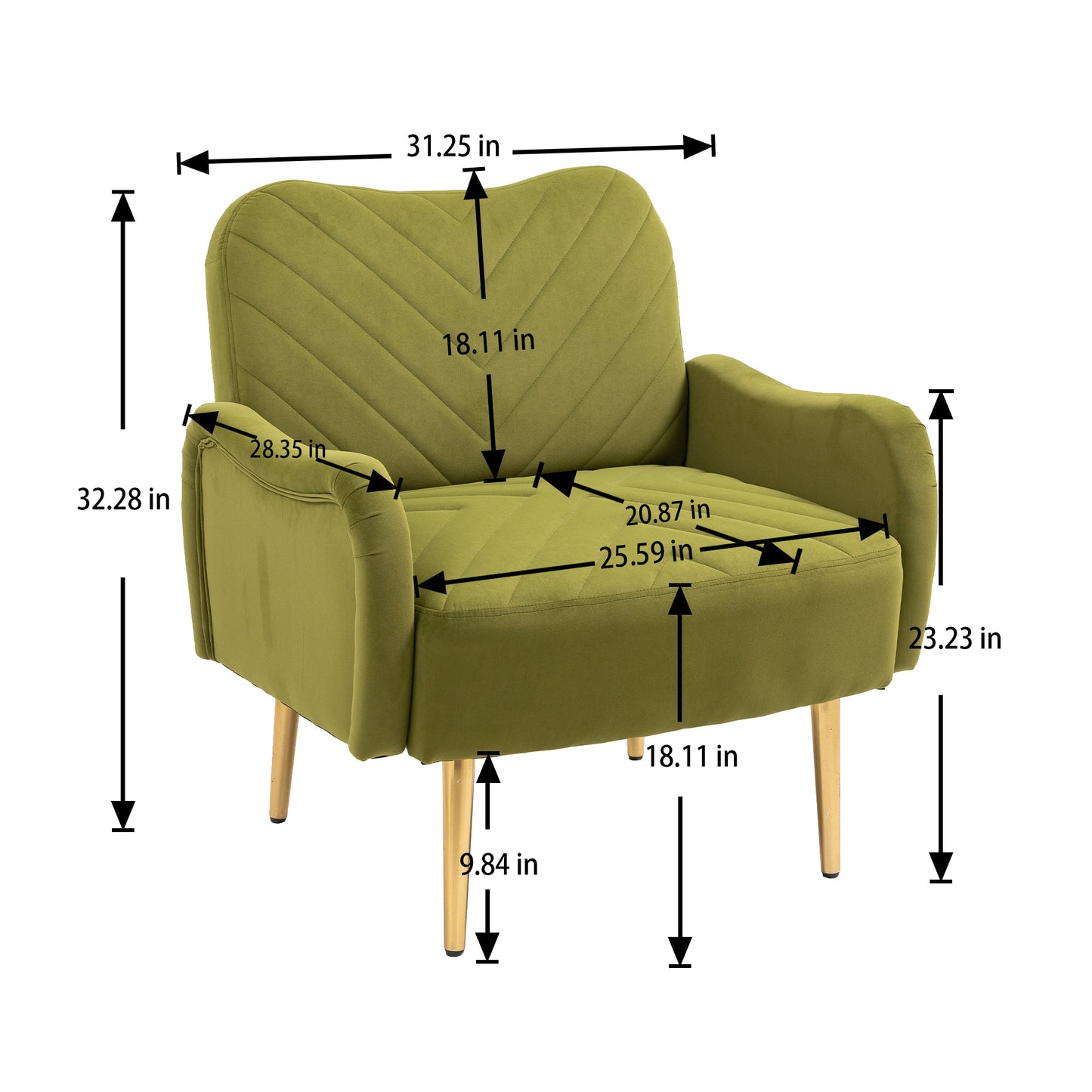 Velvet Chair , Accent  chair/ Living room lesiure chair with metal feet