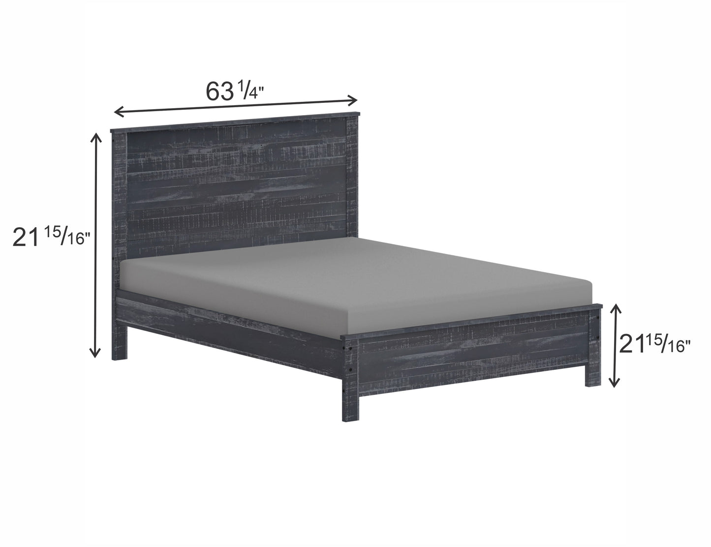 Albany Solid Wood Full Bed Frame with Headboard, Heavy Duty Modern Rustic Full Size Bed Frames, Box Spring Needed