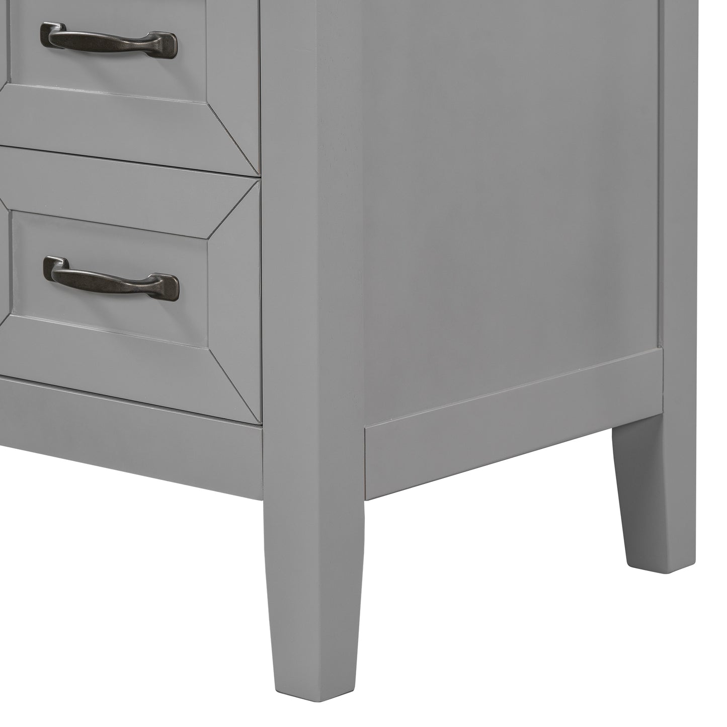 36" Bathroom Vanity without Sink, Cabinet Base Only, Bathroom Cabinet with Drawers, Solid Frame and MDF Board, Grey