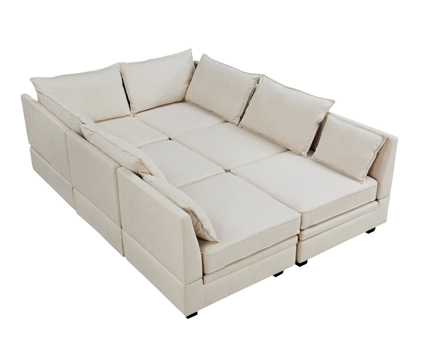 U_Style Modern Large U-Shape Modular Sectional Sofa, Convertible Sofa Bed with Reversible Chaise for Living Room, Storage Seat